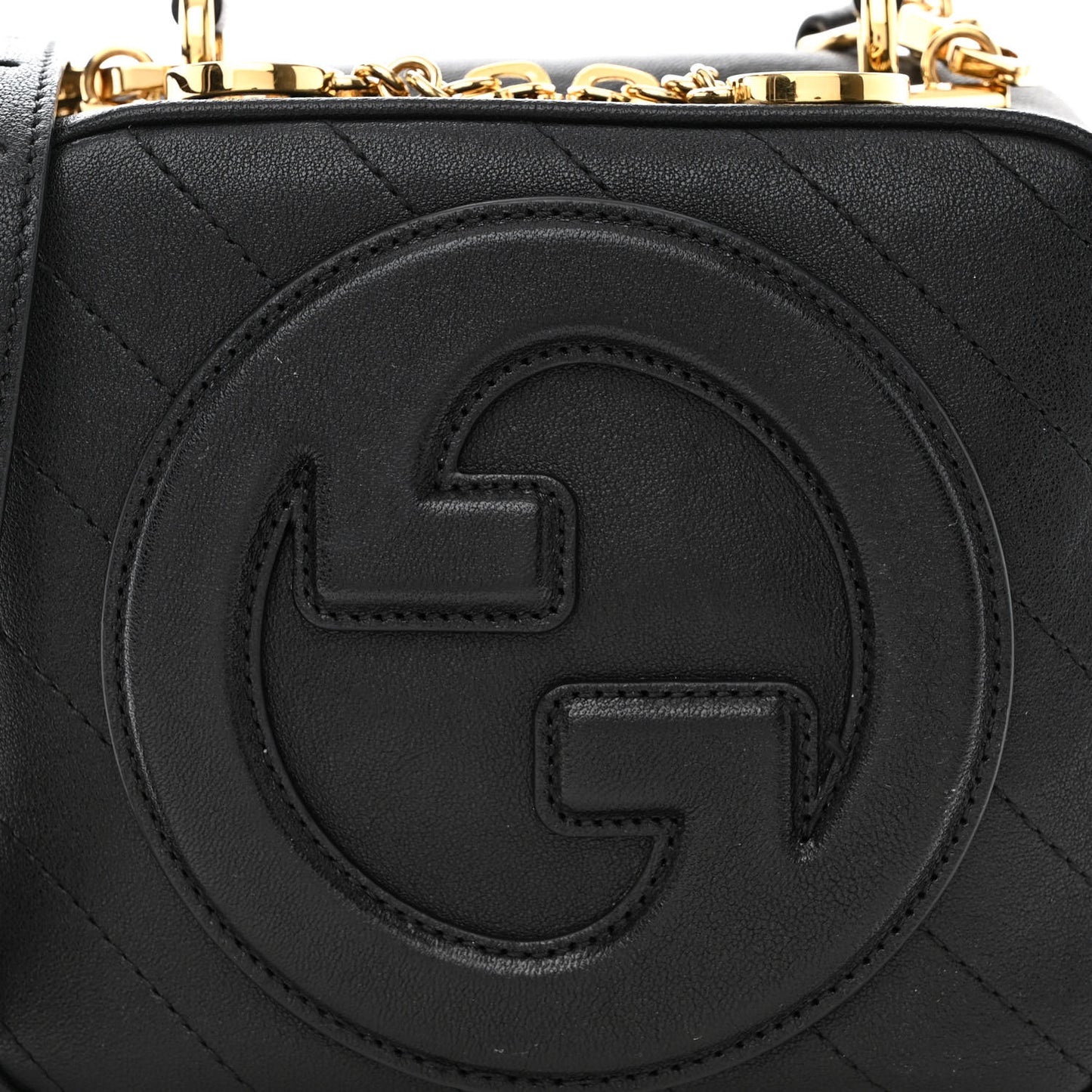 Sakai Be Green Calfskin Diagonal Stitched Blondie Top Handle Bag Black