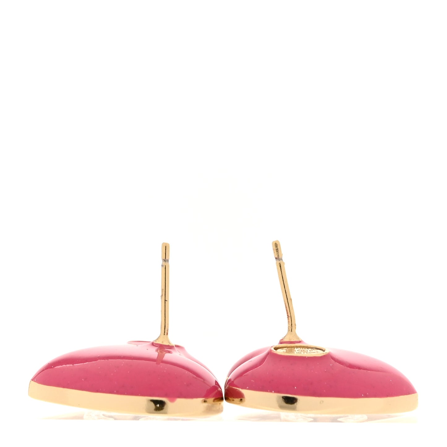 Resin Crystal CC Heart Earrings Gold Pink