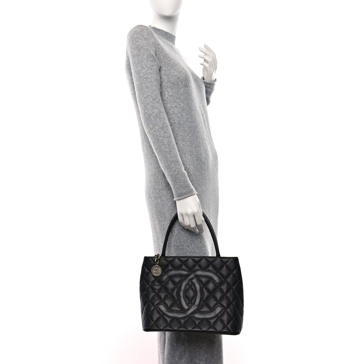 Caviar Quilted Medallion Tote Black