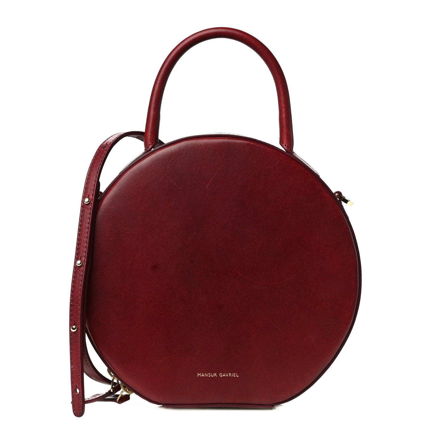 Calfskin Circle Crossbody Bag Burgundy
