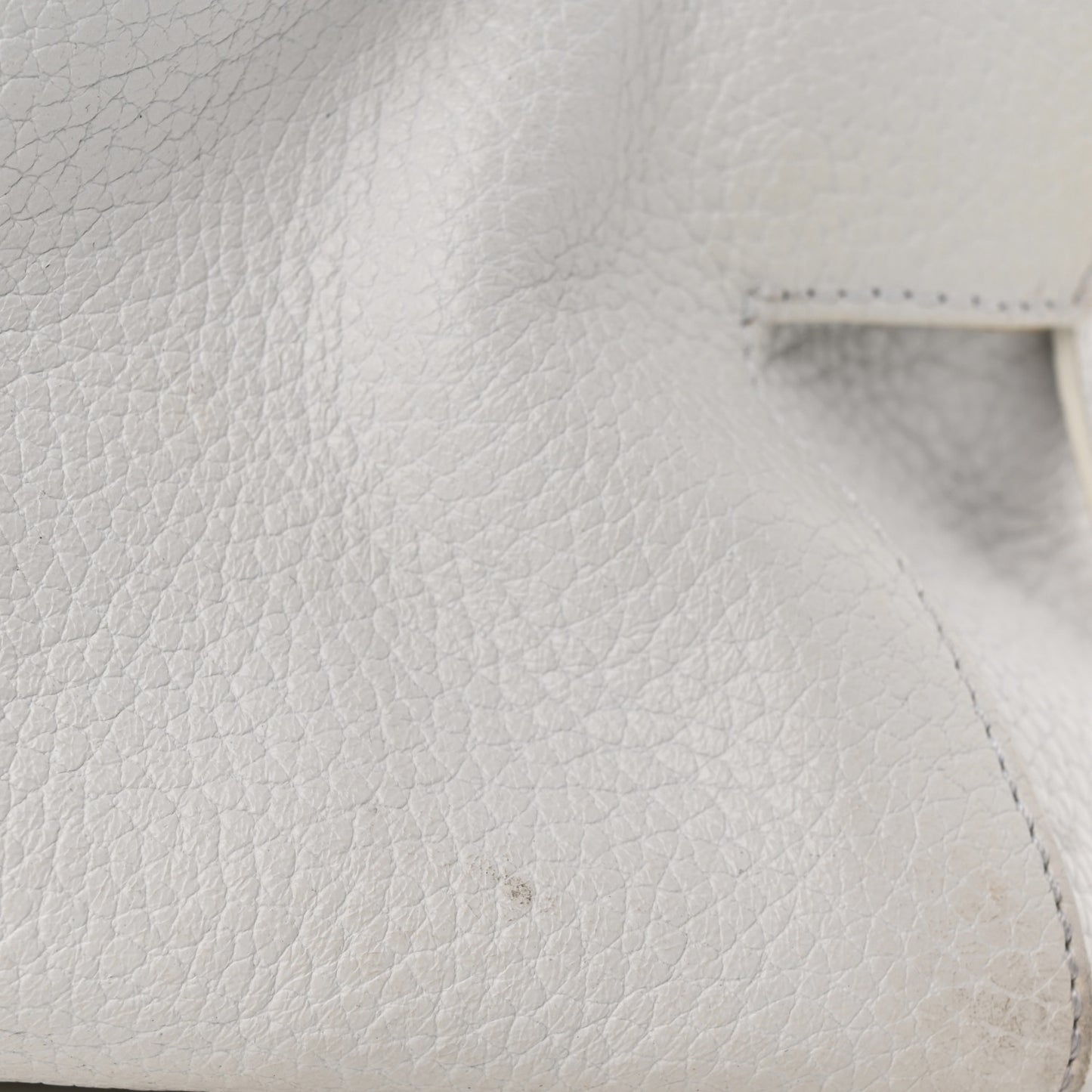 London Grainy Calfskin Small Greenwood Bowling Bag White