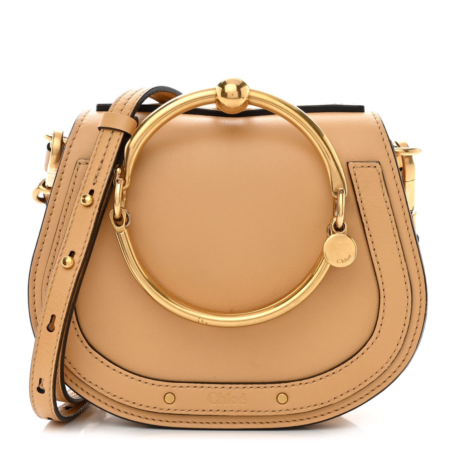 Calfskin Suede Small Nile Bracelet Bag Bleached Brown