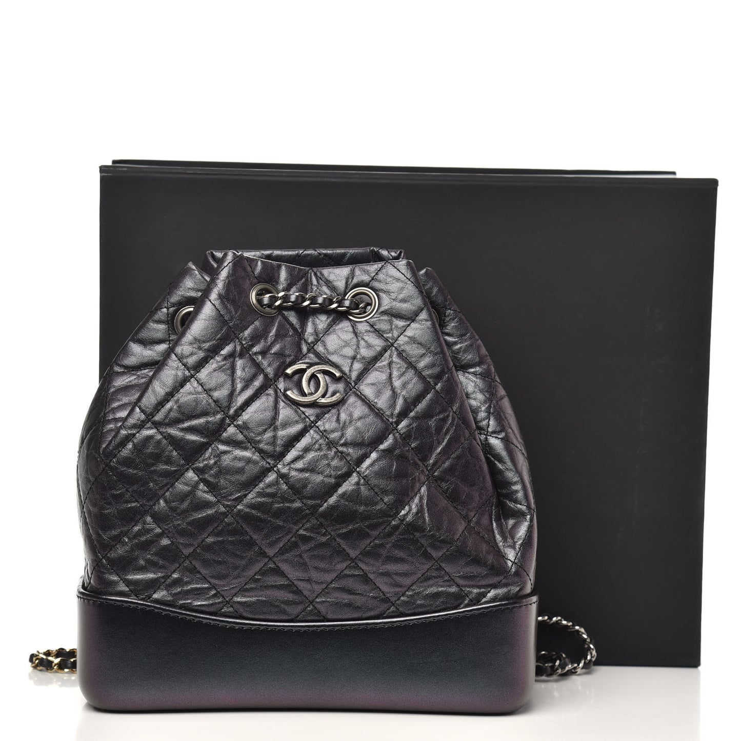 Aged Calfskin Quilted Small Gabrielle Backpack Black