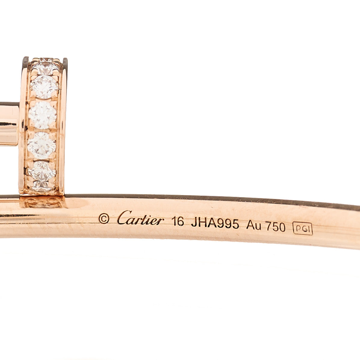 18K Pink Gold Diamond Small Juste Un Clou Bracelet 16