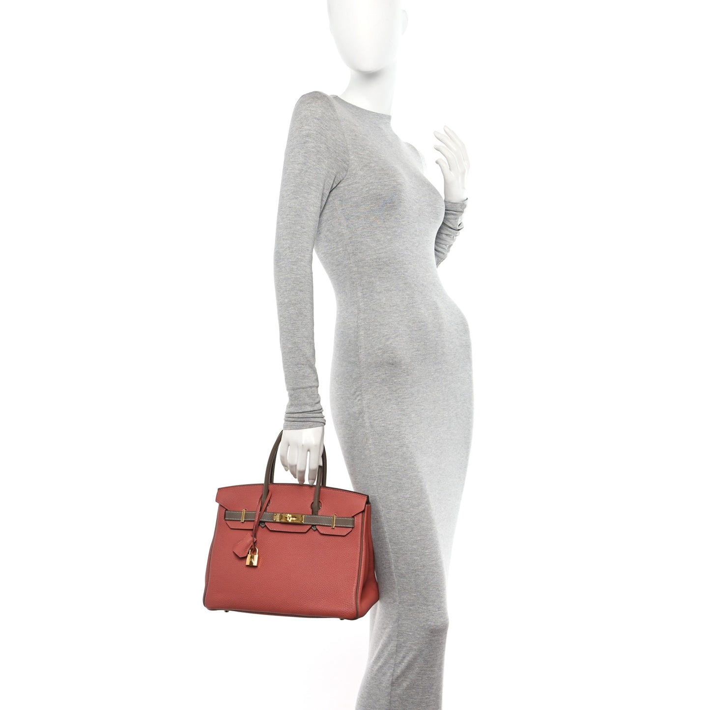 Togo Bi-Color Horseshoe Birkin 30 Rose Tea Etoupe