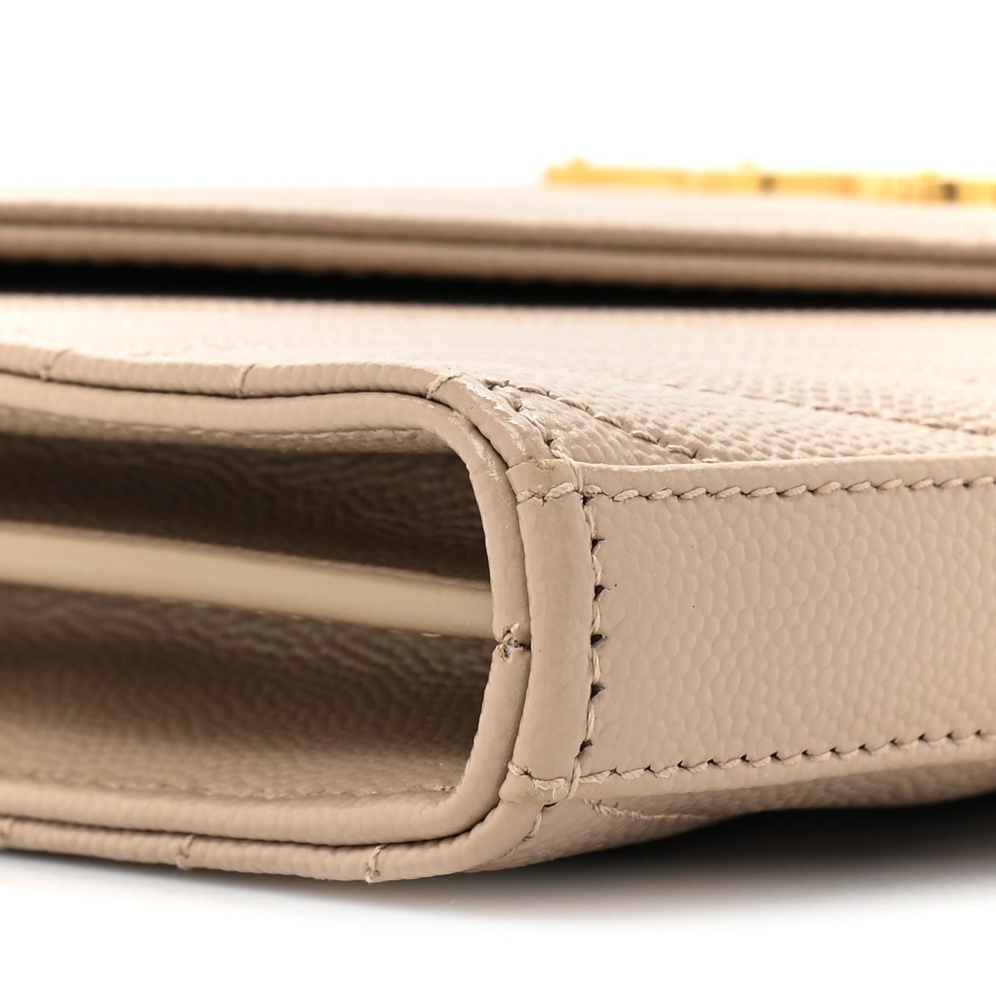 Grain De Poudre Matelasse Chevron Monogram Chain Wallet Dark Beige