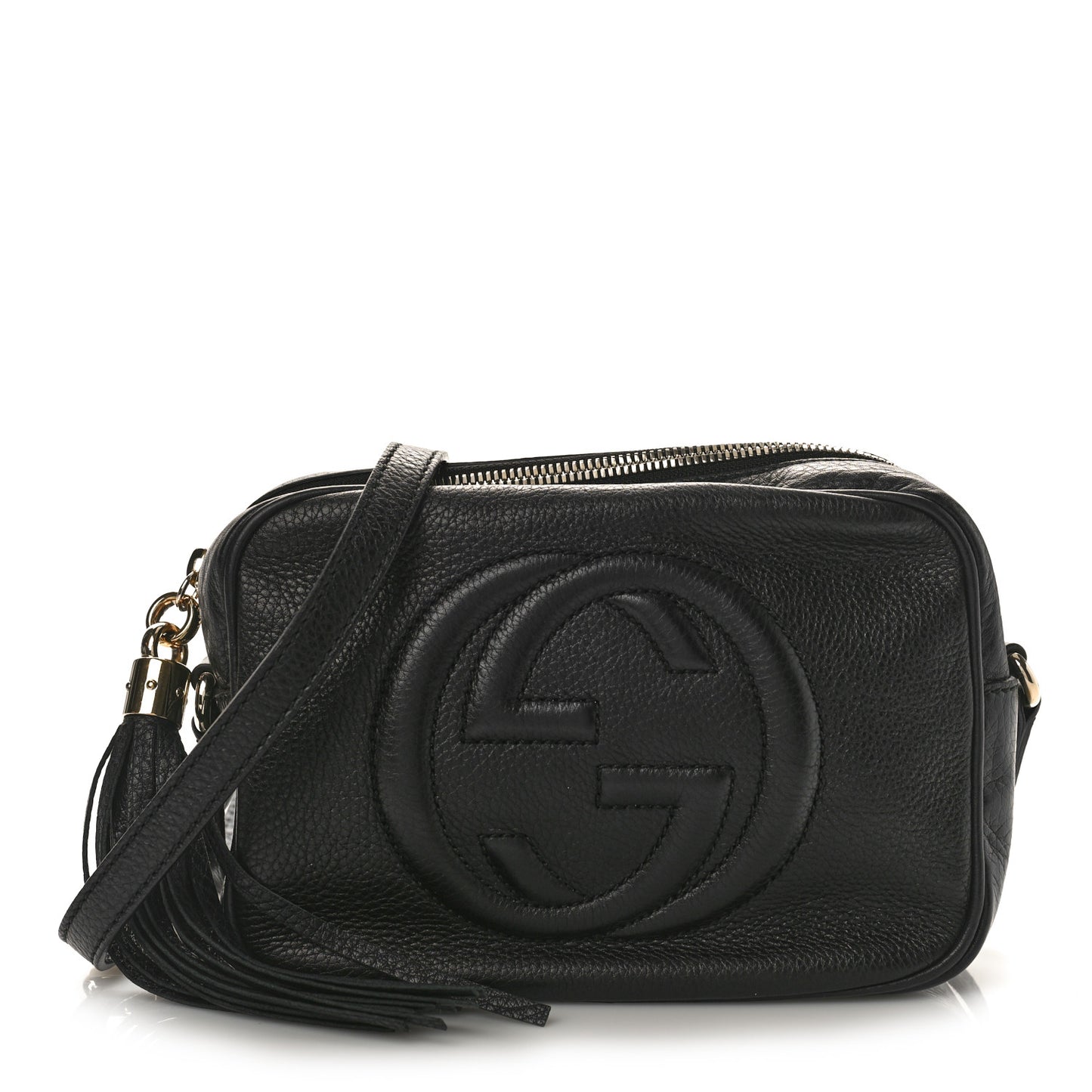 Pebbled Calfskin Small Soho Disco Bag Black