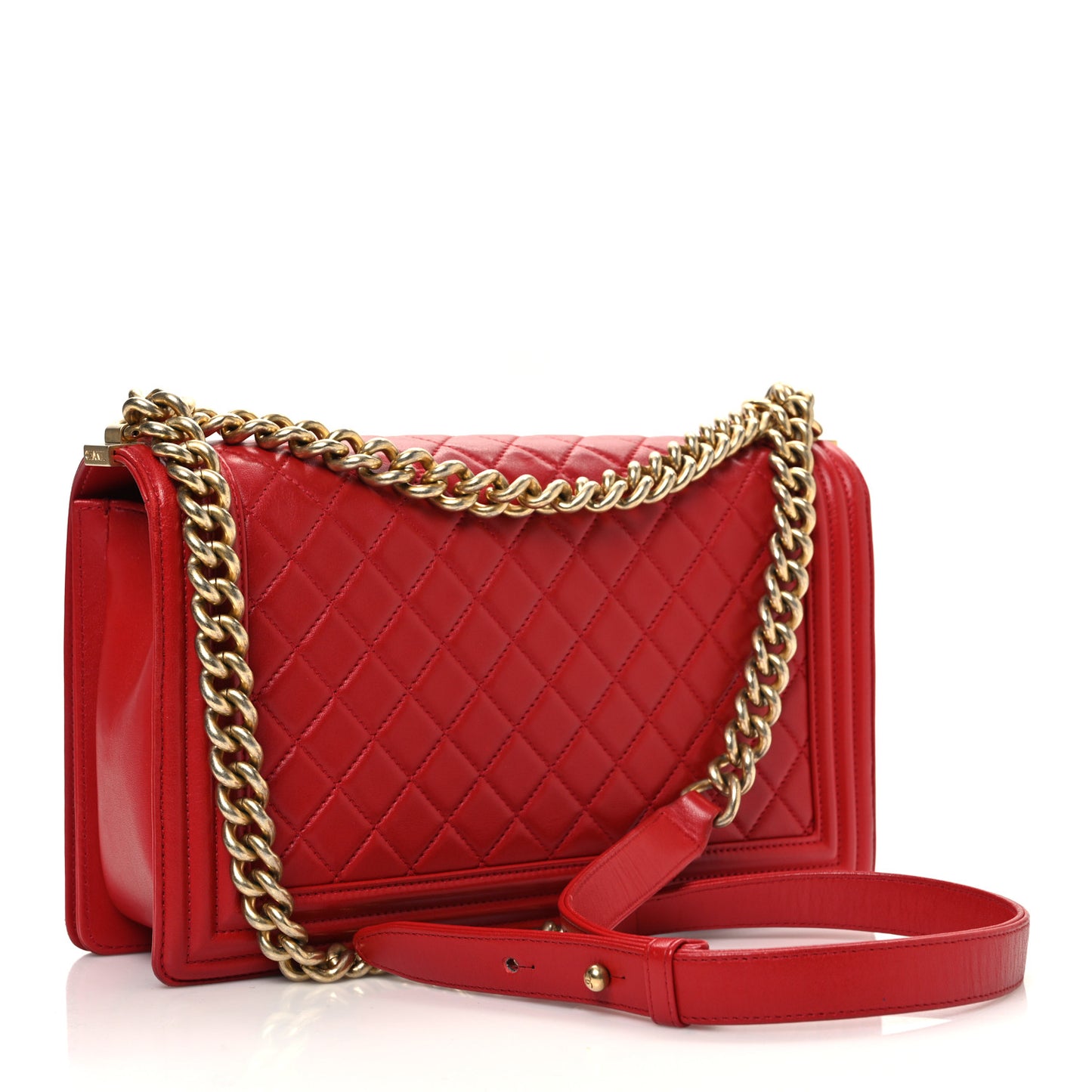 Lambskin Quilted New Medium Boy Flap Red