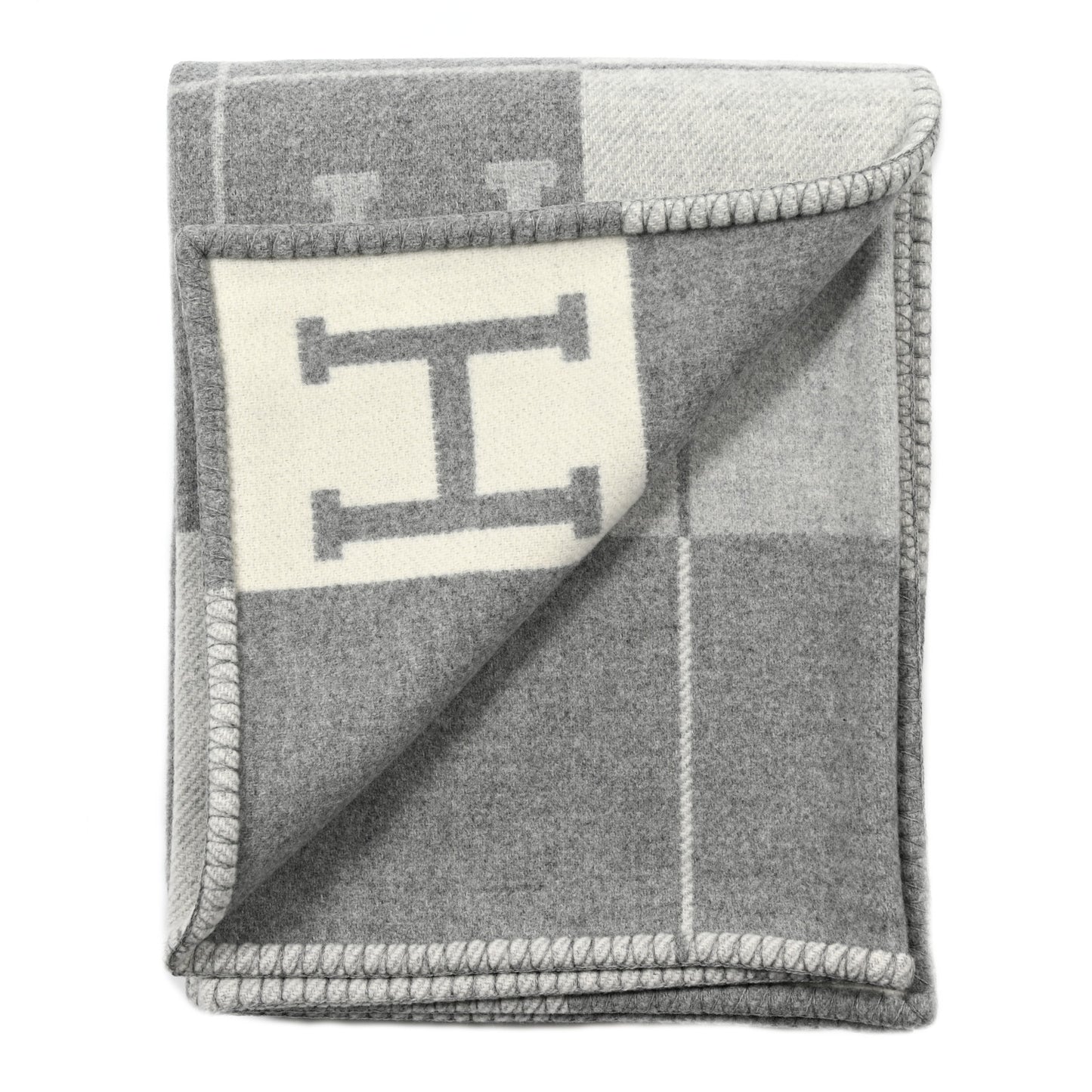 Wool Cashmere Avalon III Blanket Ecru Gris Clair