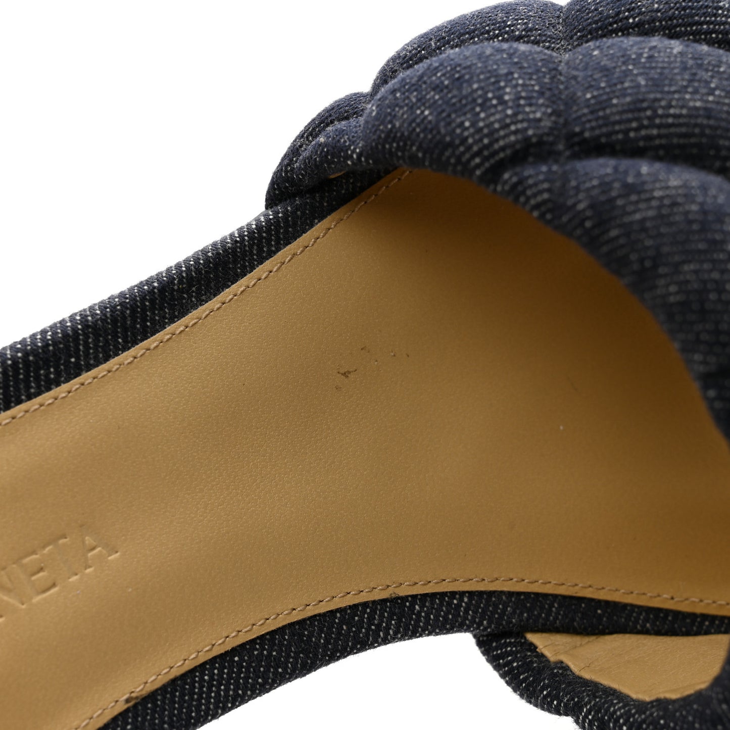 Denim Matelasse Padded Flat Sandals 35 Indigo