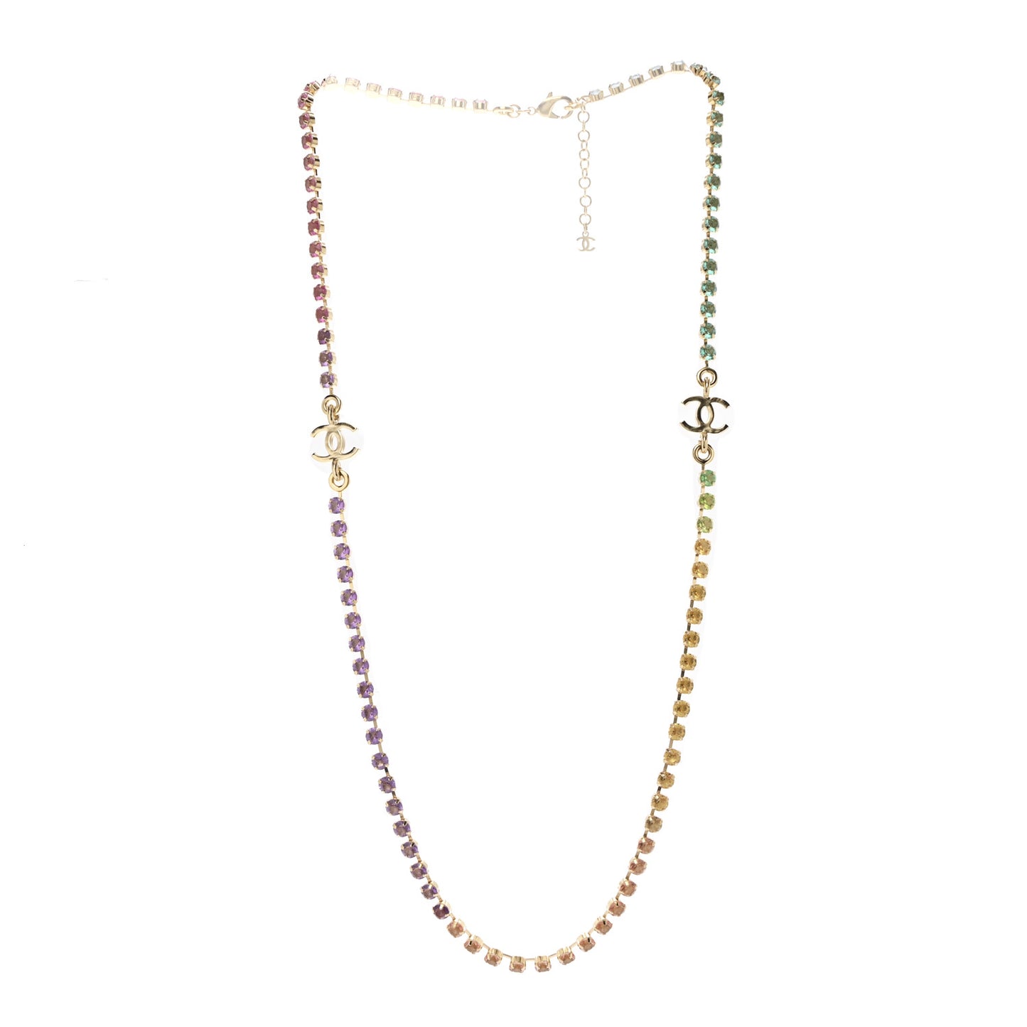 Crystal CC Long Necklace Gold Multicolor