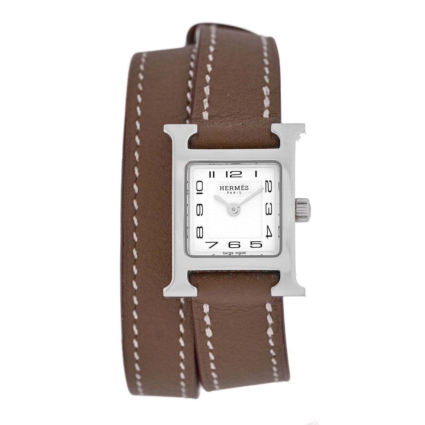 Stainless Steel Swift 17.2mm Heure H Hour Double Tour Quartz Watch Etoupe