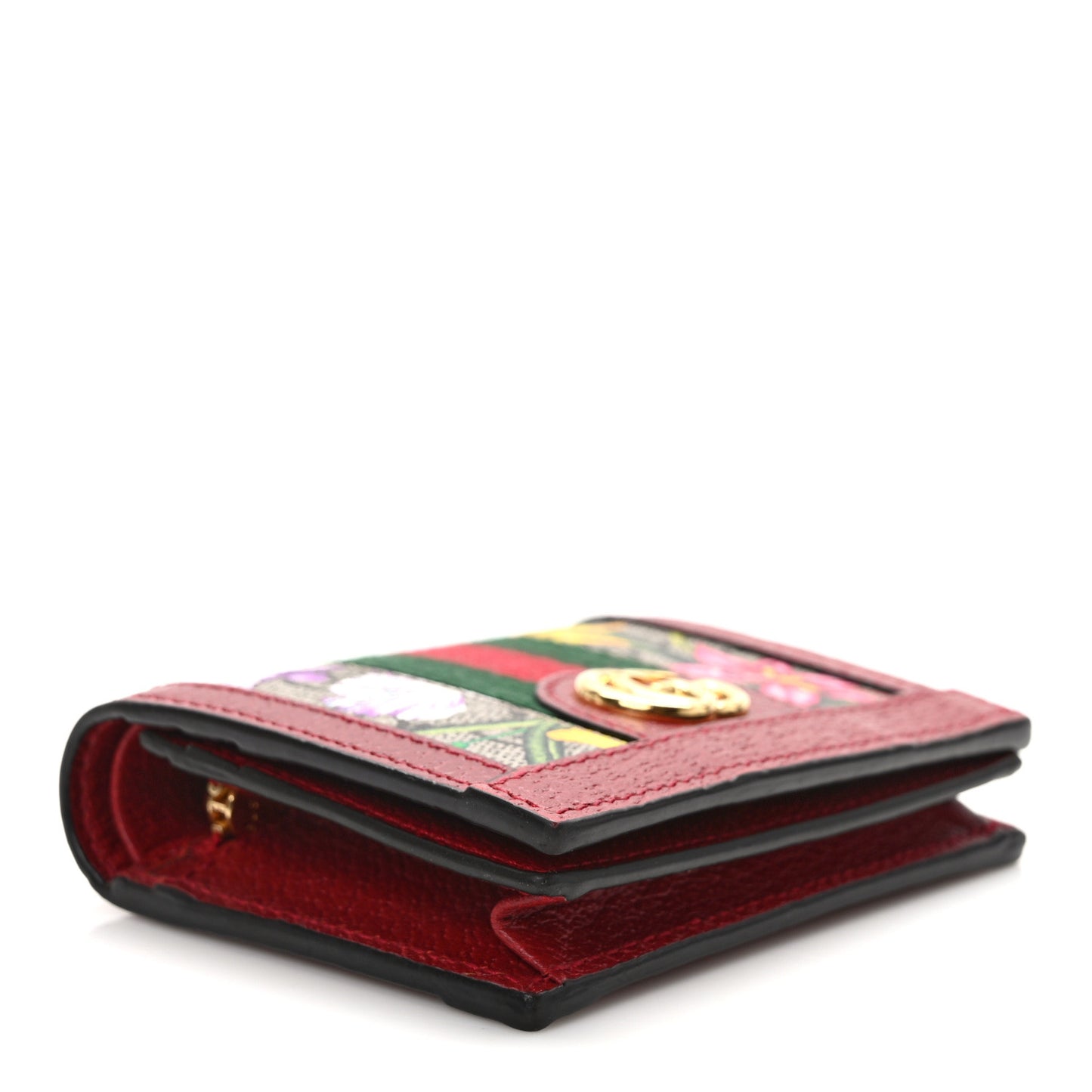 GG Supreme Monogram Flora Web Ophidia Card Case Red