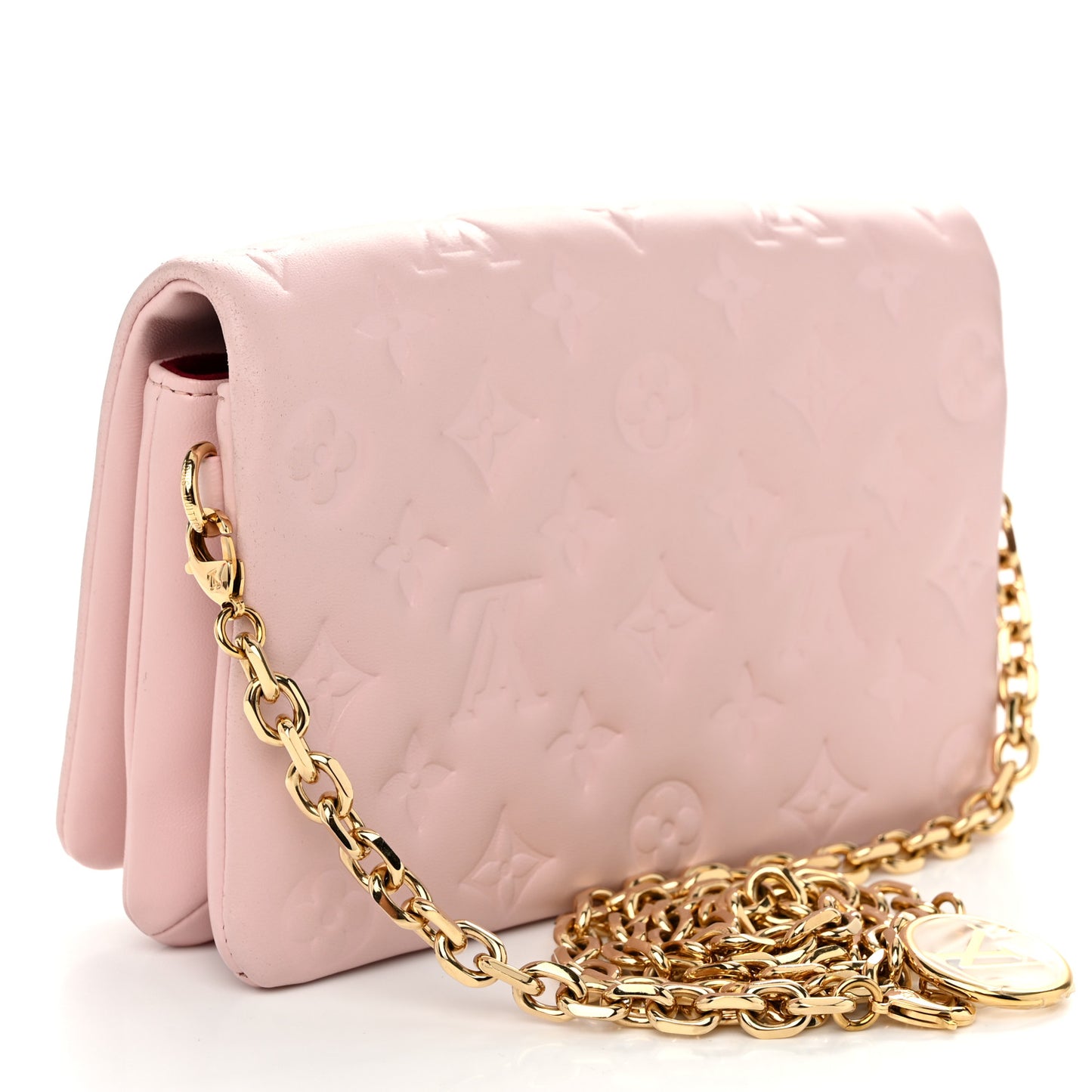 Lambskin Embossed Monogram Pochette Coussin Rose