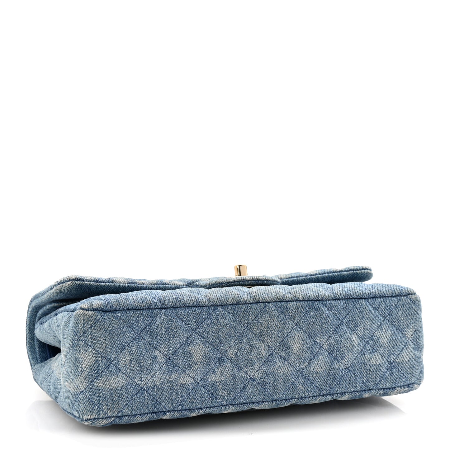 Denim Quilted Medium Double Flap Blue
