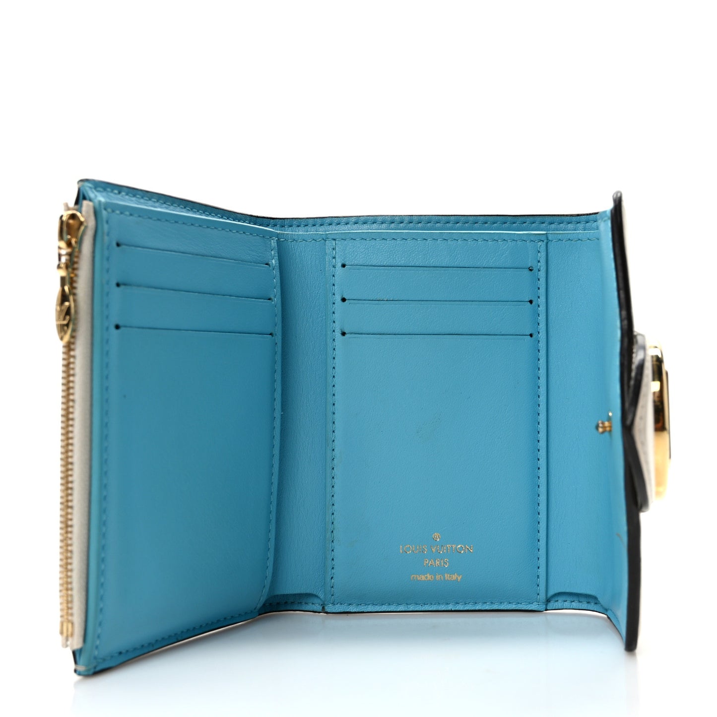 Smooth Calfskin LV Pont 9 Compact Wallet Creme