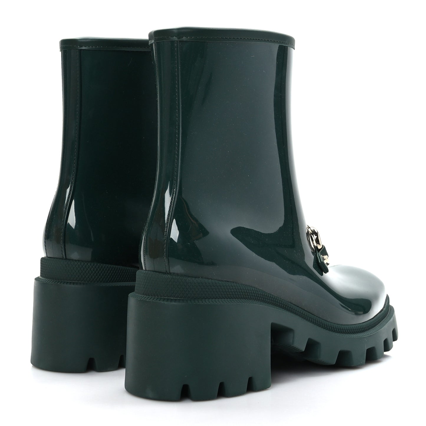 Rubber Womens Horsebit Ankle Boots 39 Vintage Green
