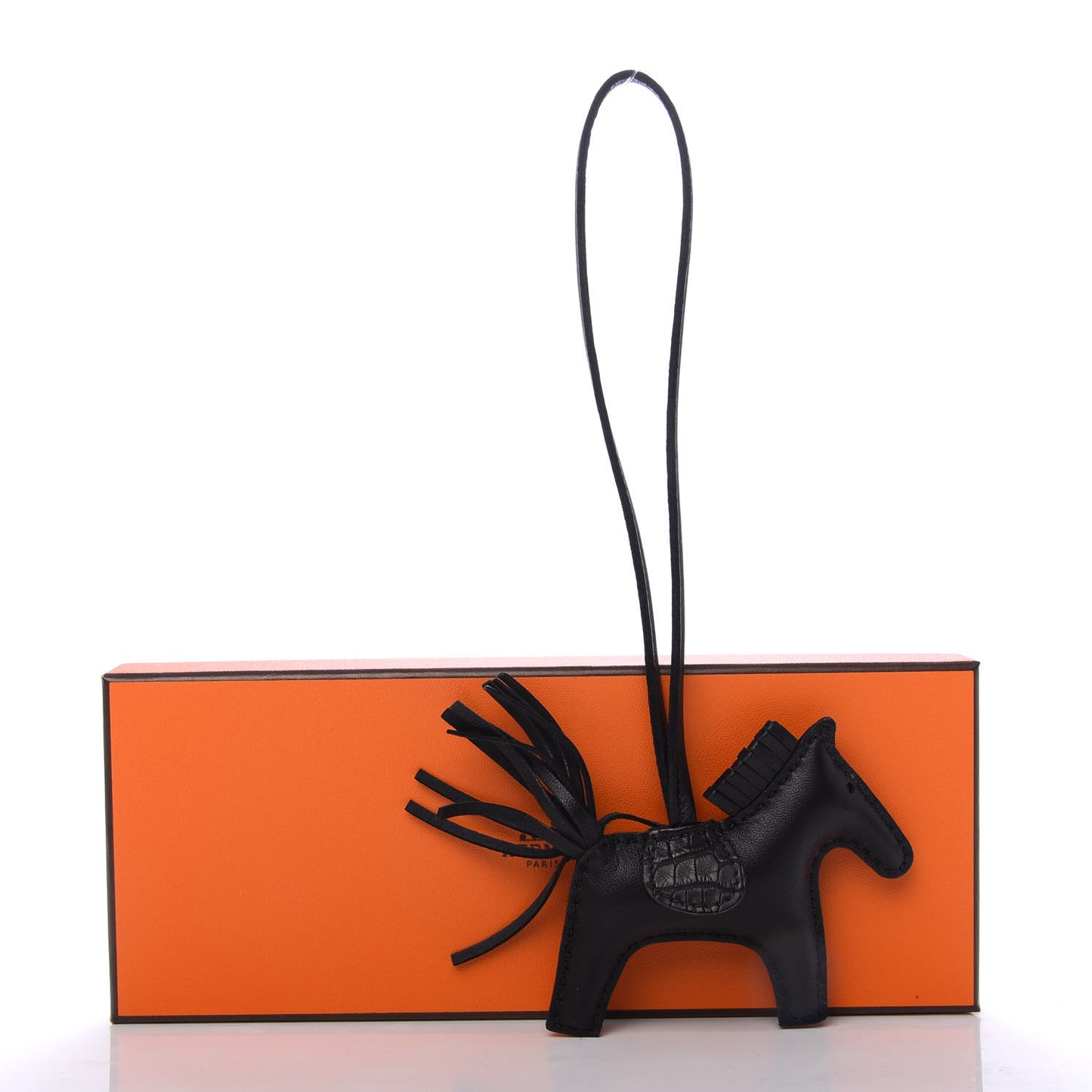 Milo Lambskin Matte Alligator Touch Grigri Rodeo Horse Bag Charm PM So Black