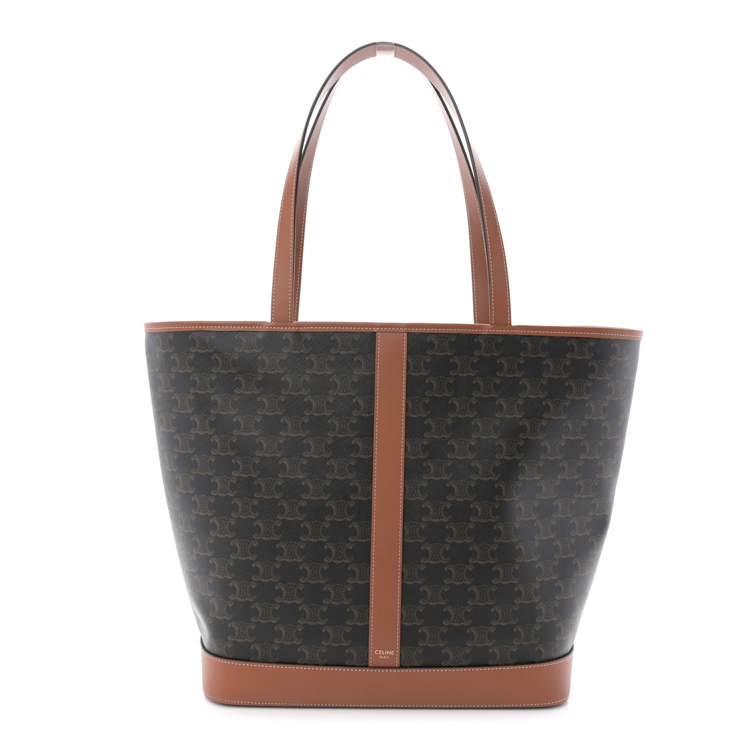 Celine Triomphe Canvas Calfskin Medium Cabas Bag Tan 1817709