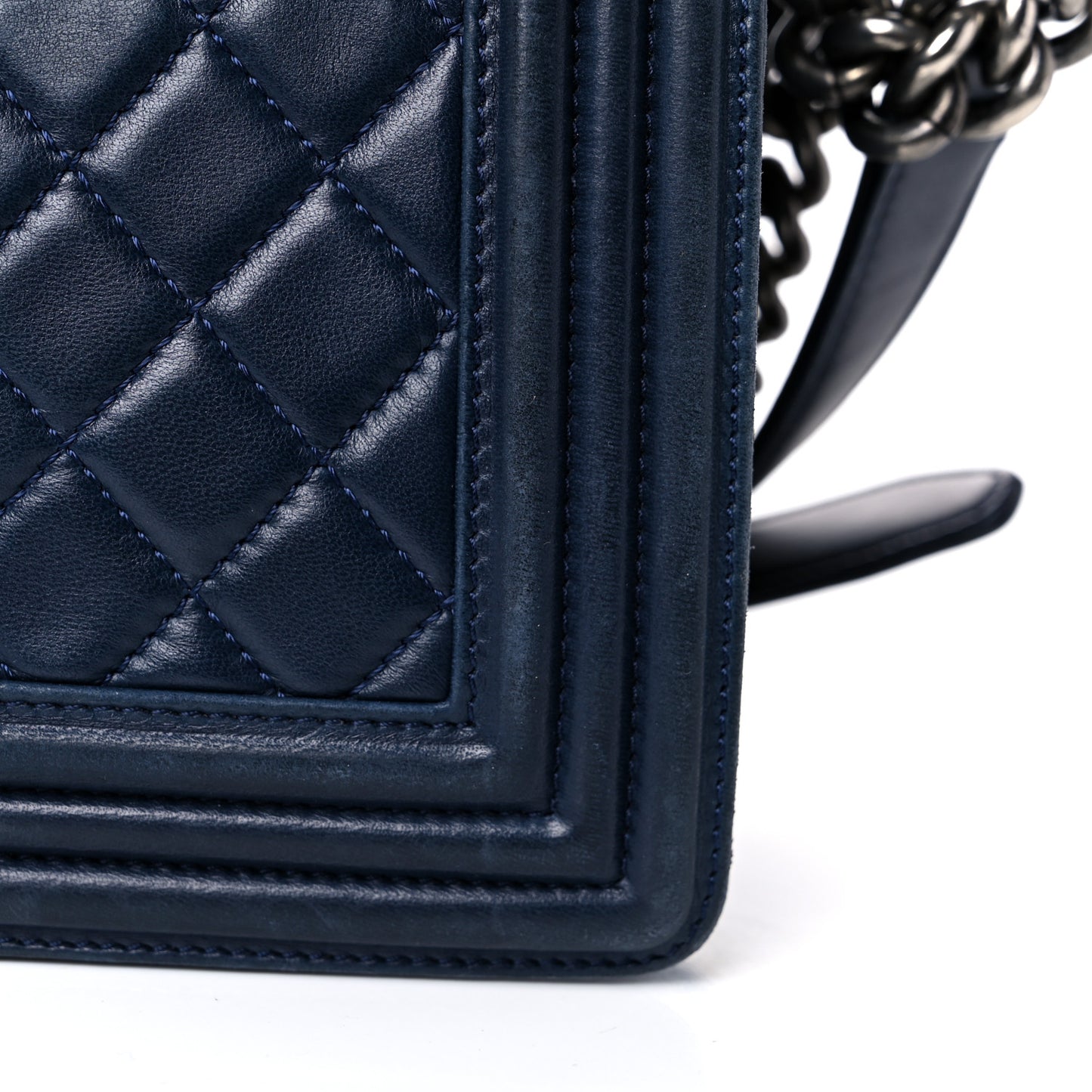 Lambskin Quilted Medium Boy Flap Dark Navy