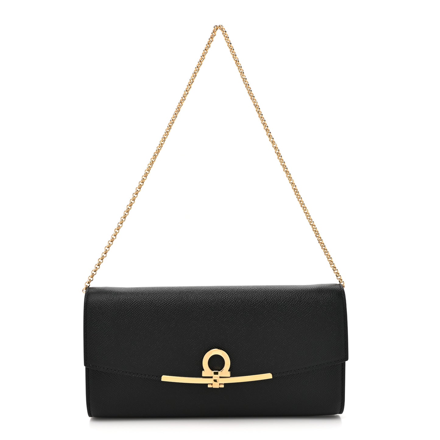 Hammered Calfskin Mini Gancini Icona Bag Black