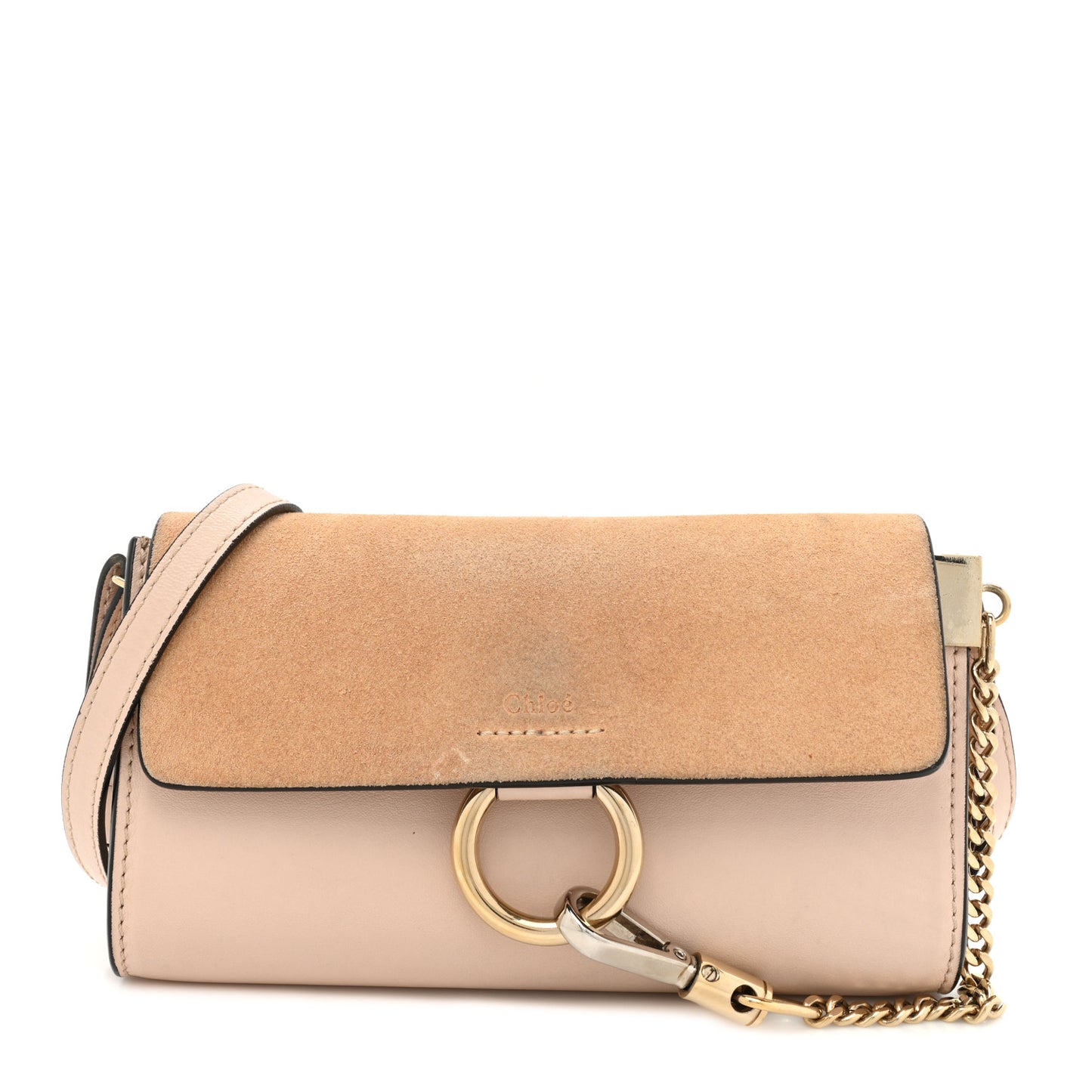 Suede Calfskin Small Faye Shoulder Bag Blushy Pink