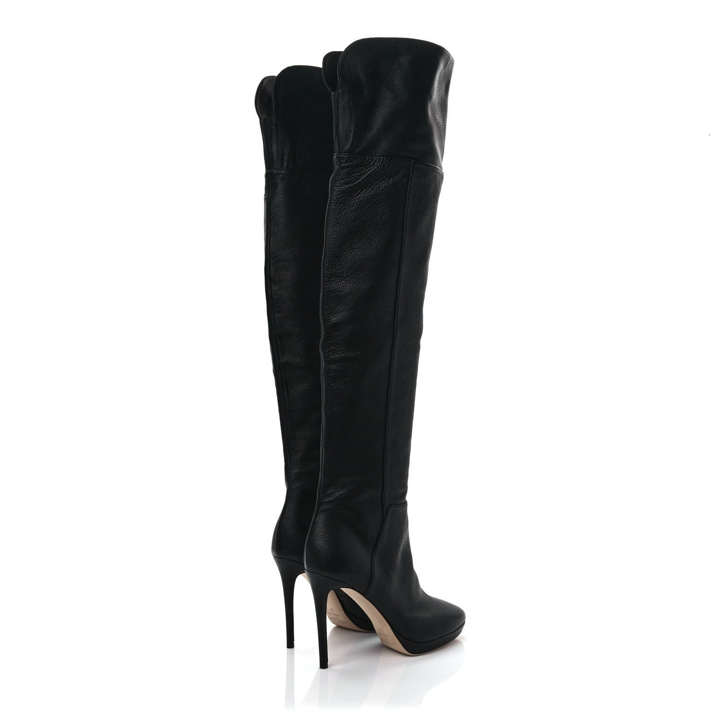 Grainy Calfskin Hayley 100 Over The Knee Boots 37 Black