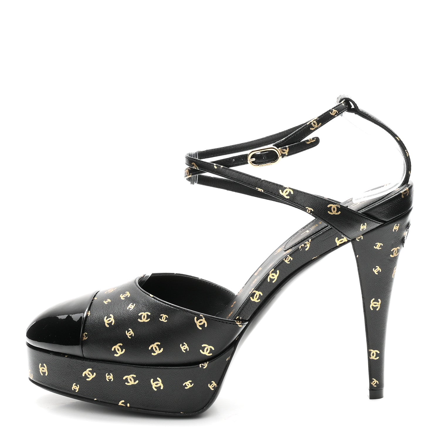 Chanel Printed Lambskin Patent Calfskin CC Platform Pumps 39.5