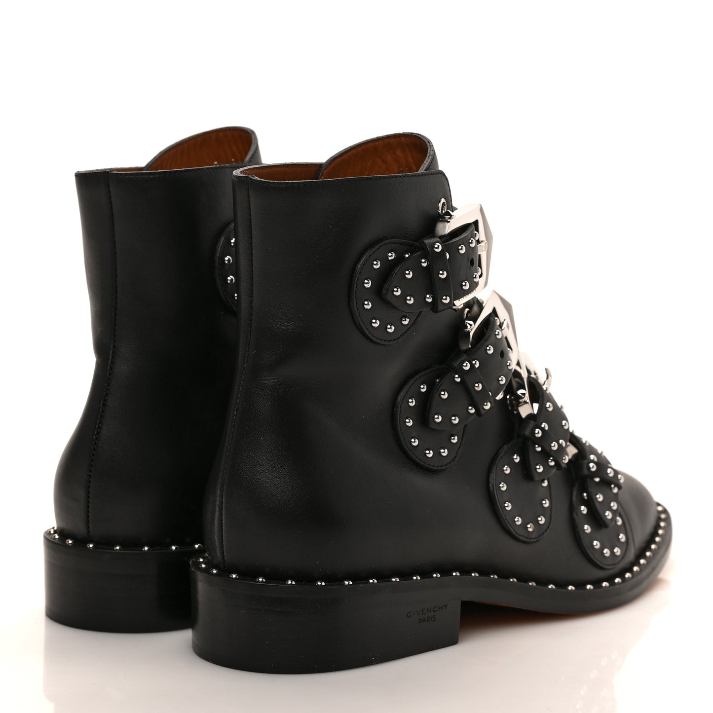 Calfskin Studded Prue Buckle Bootie 35.5 Black