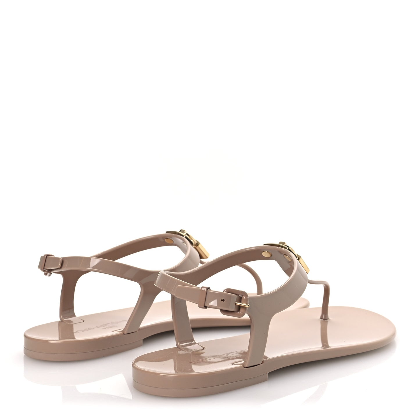 Rubber Bikini Thong Flat Sandals 41 Beige