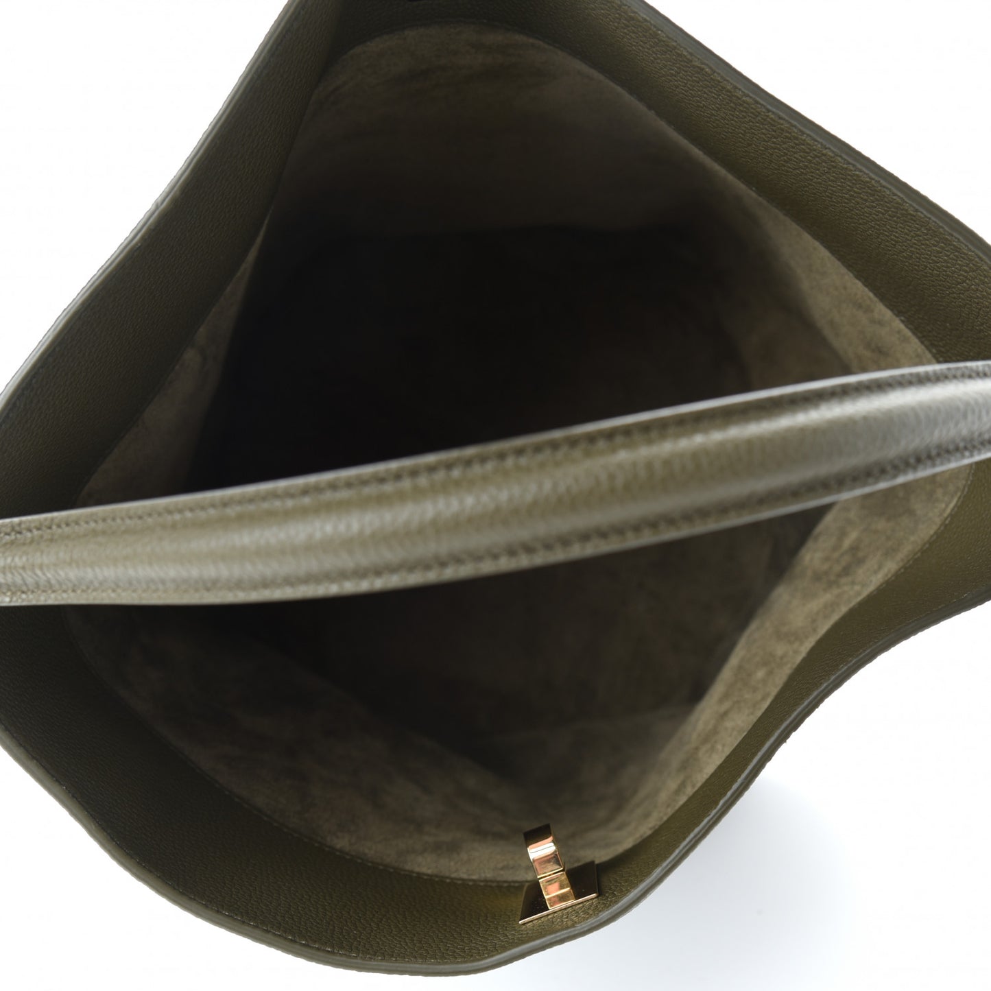Supple Grained Calfskin Bucket 16 Bag Dark Olive