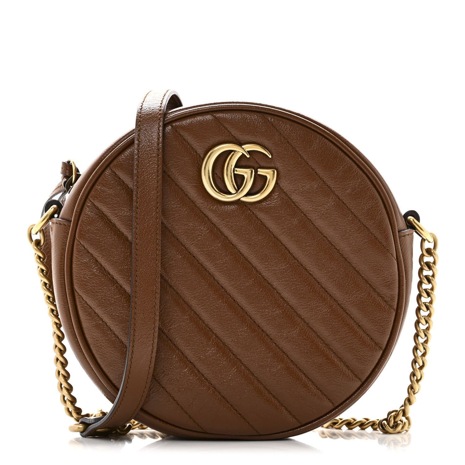 Gucci Azalea Calfskin Matelasse Diagonal Mini GG Marmont Round
