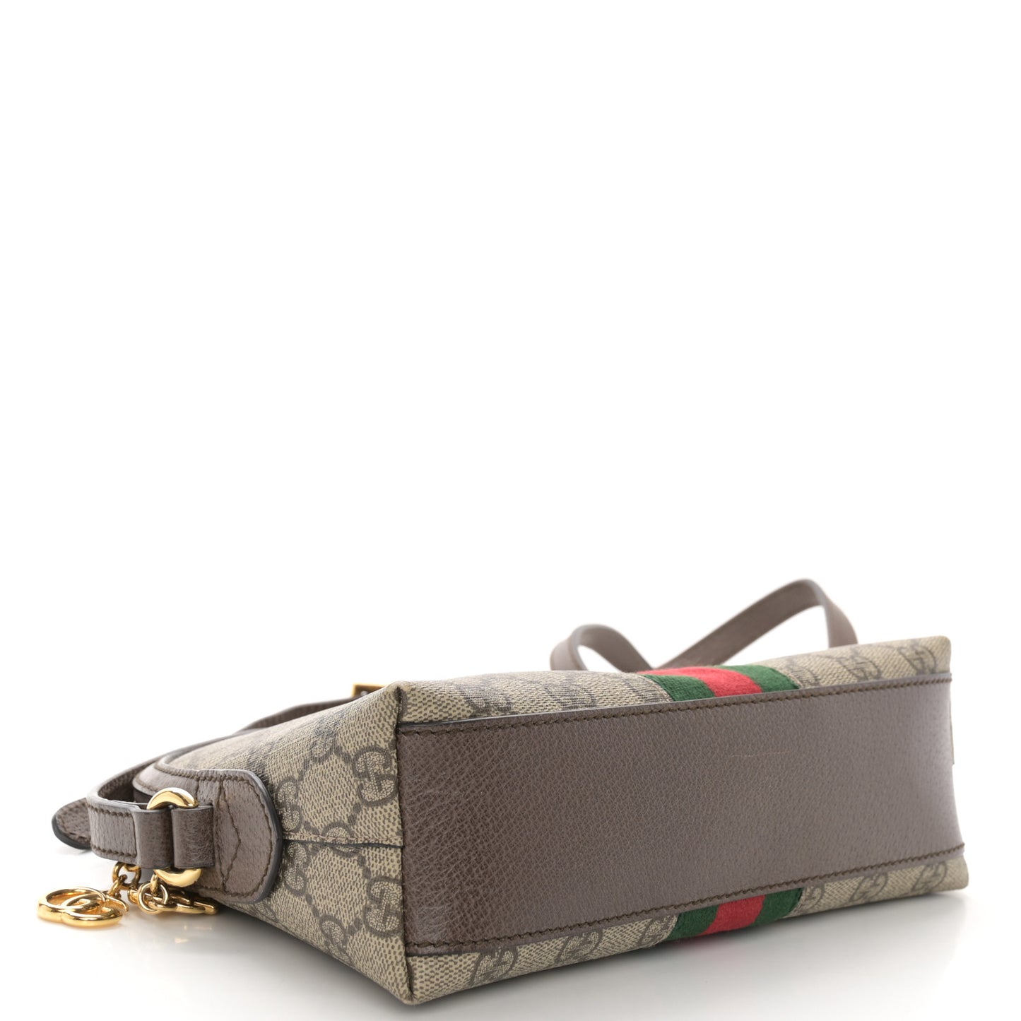 GG Supreme Monogram Textured Dollar Calfskin Web Small Ophidia Dome Shoulder Bag Beige Ebony New Acero