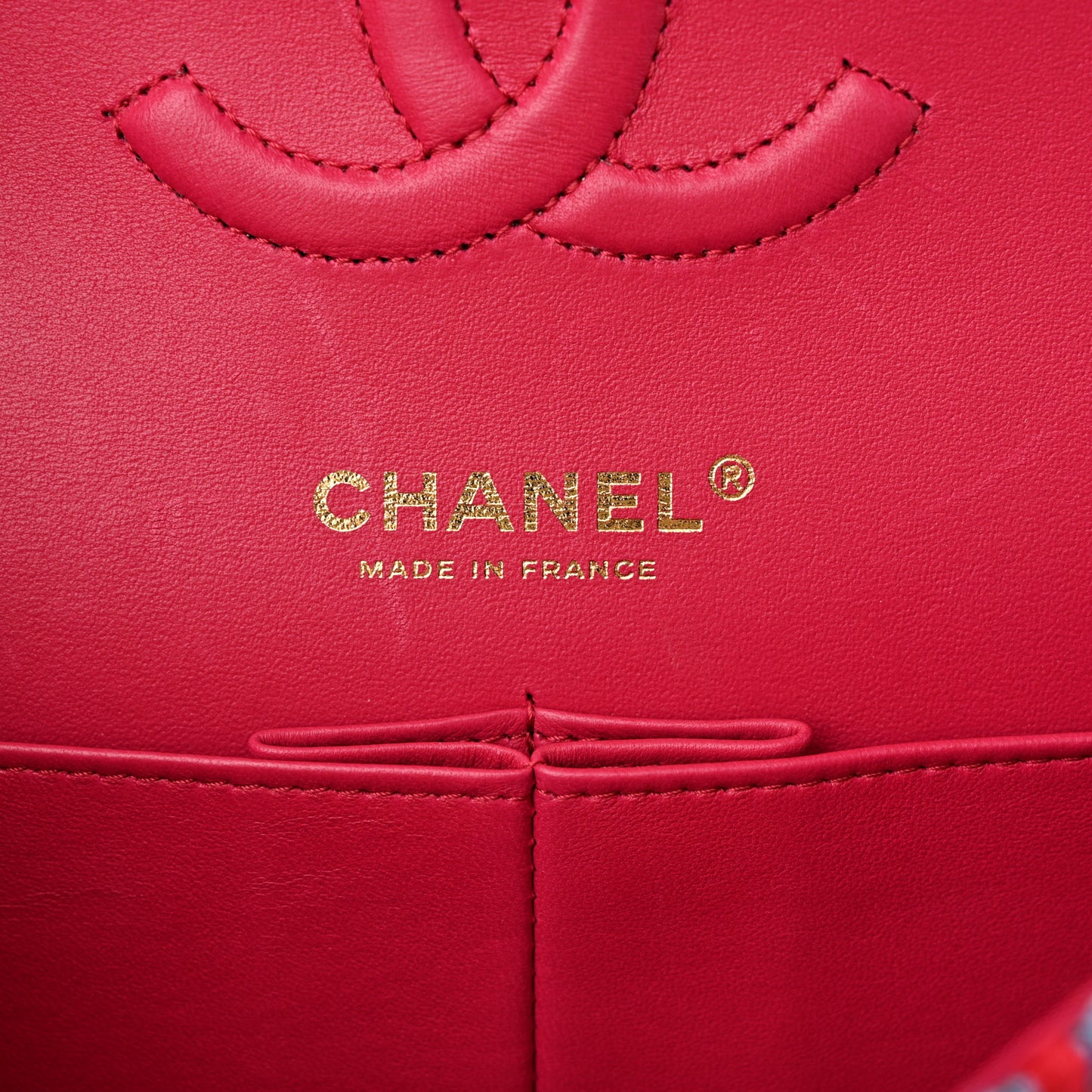 Tweed Quilted Medium Double Flap Red Pink Black