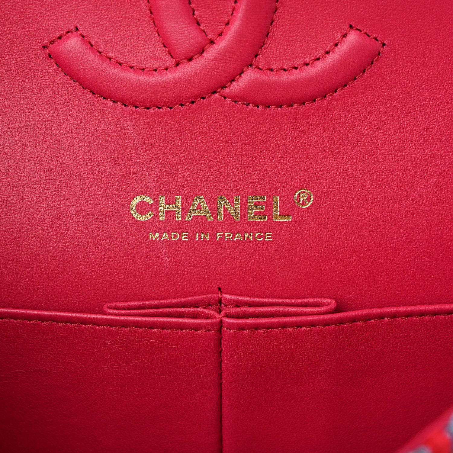 Chanel Tweed Quilted Medium Double Flap Red Pink Black 6 of 13