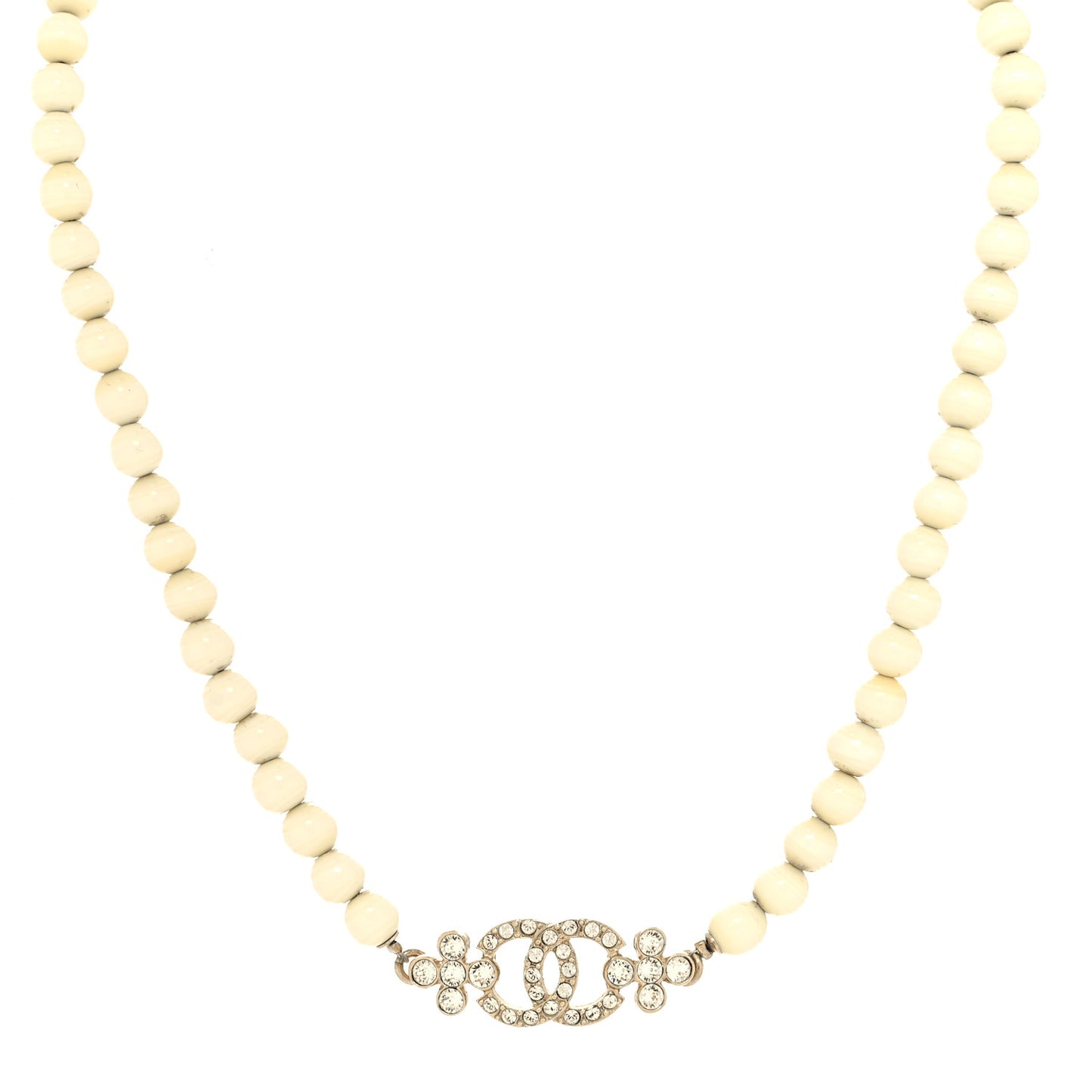 Crystal Pearl CC Choker Necklace Gold White