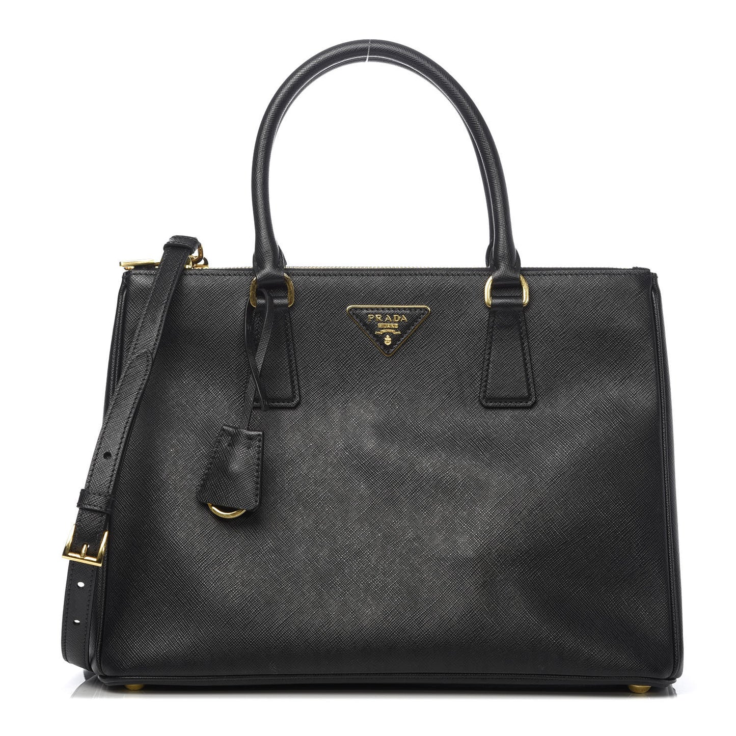 Saffiano Medium Galleria Double Zip Tote Black