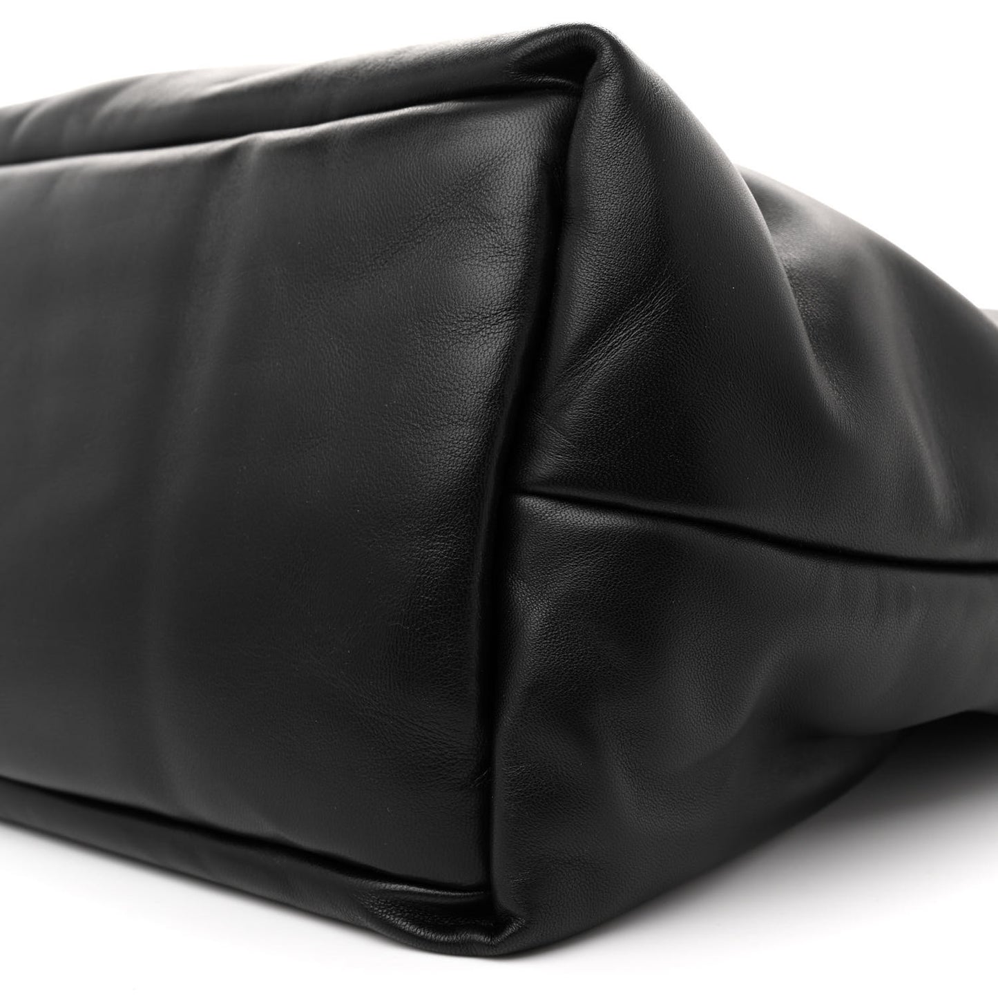 Lambskin Wide Puffer Tote Black