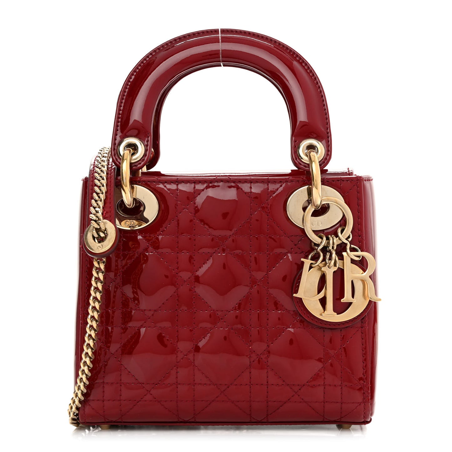Patent Cannage Mini Lady Dior Red