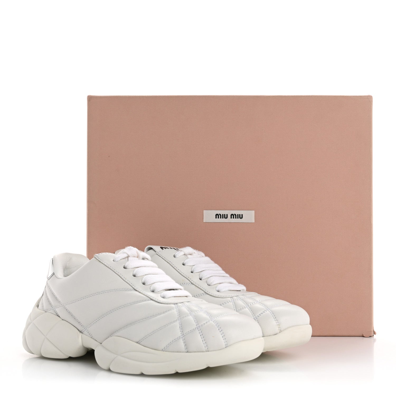 Miu Miu Nappa Quilted Sneakers 35 White 13 of 13