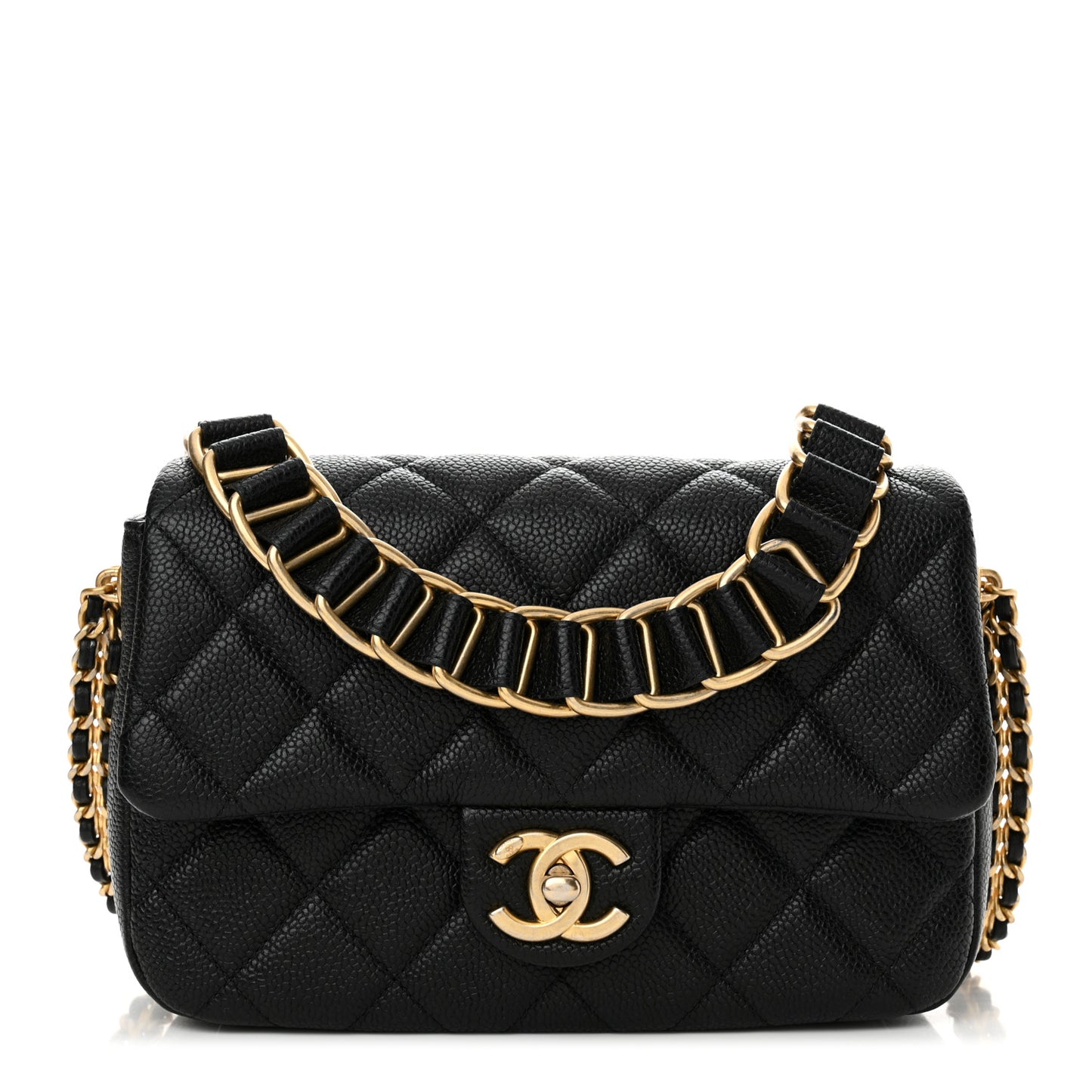 Caviar Quilted Chain Soul Flap Black