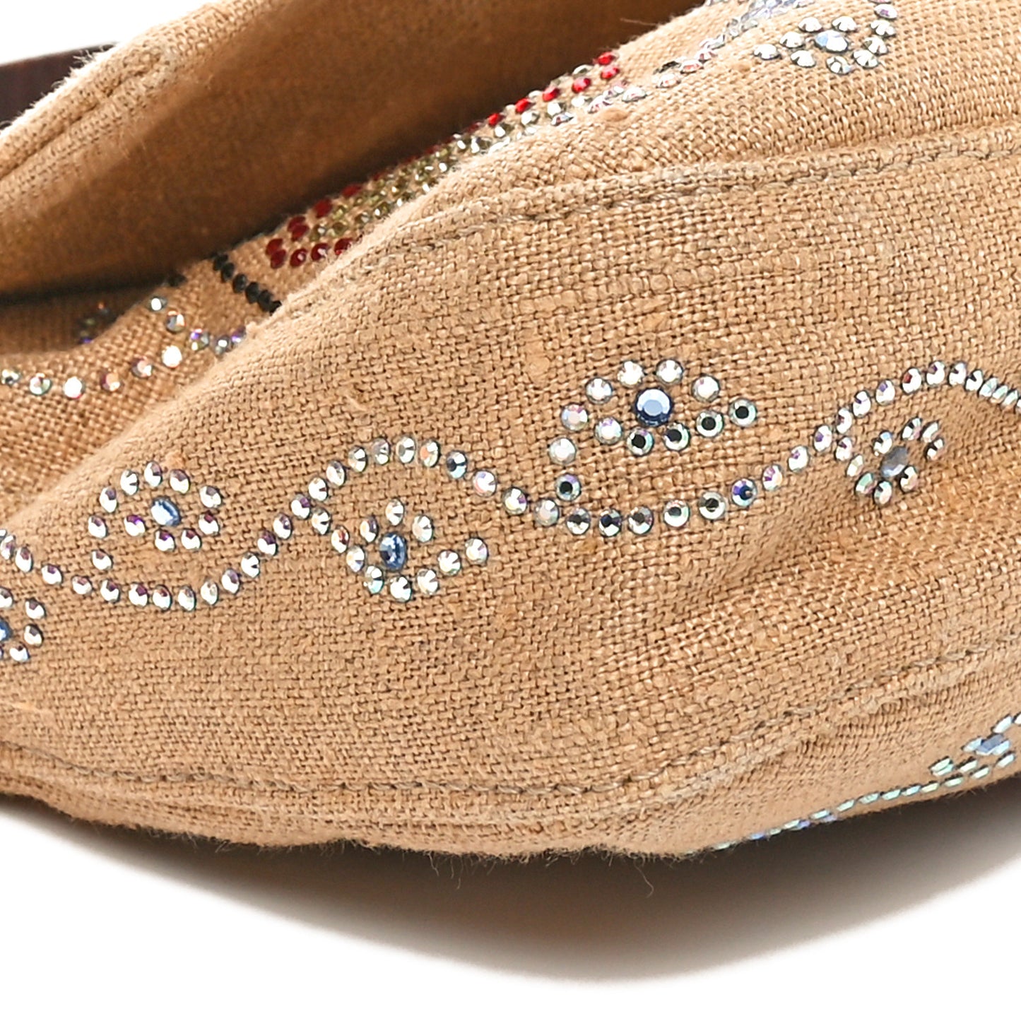 Linen Crystal Floral Beaded Baguette Beige Multicolor