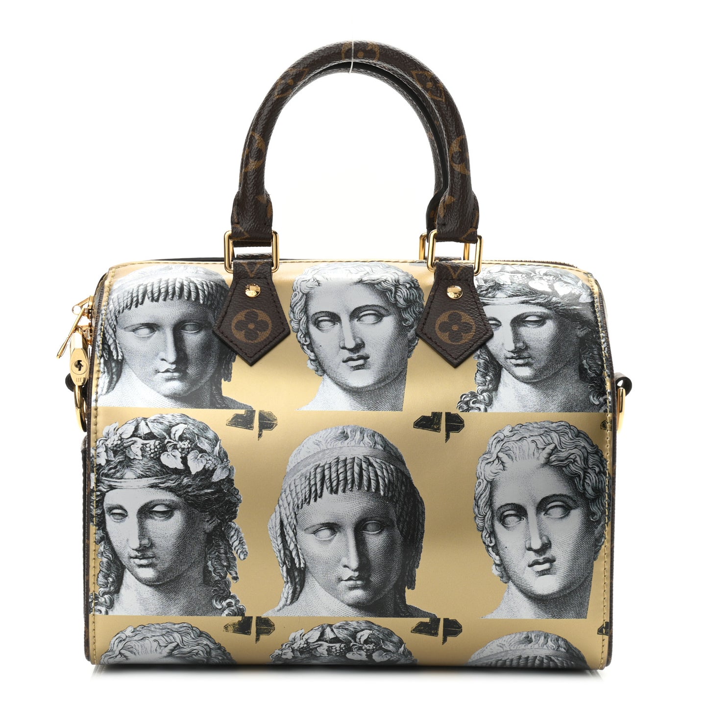 X FORNASETTI Calfskin Fornasetti Speedy Bandouliere 25 Gold