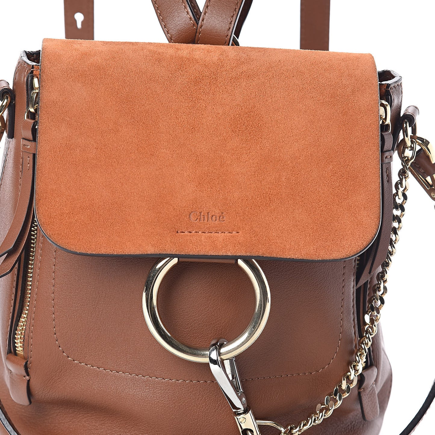 Suede Calfskin Small Faye Backpack Tan