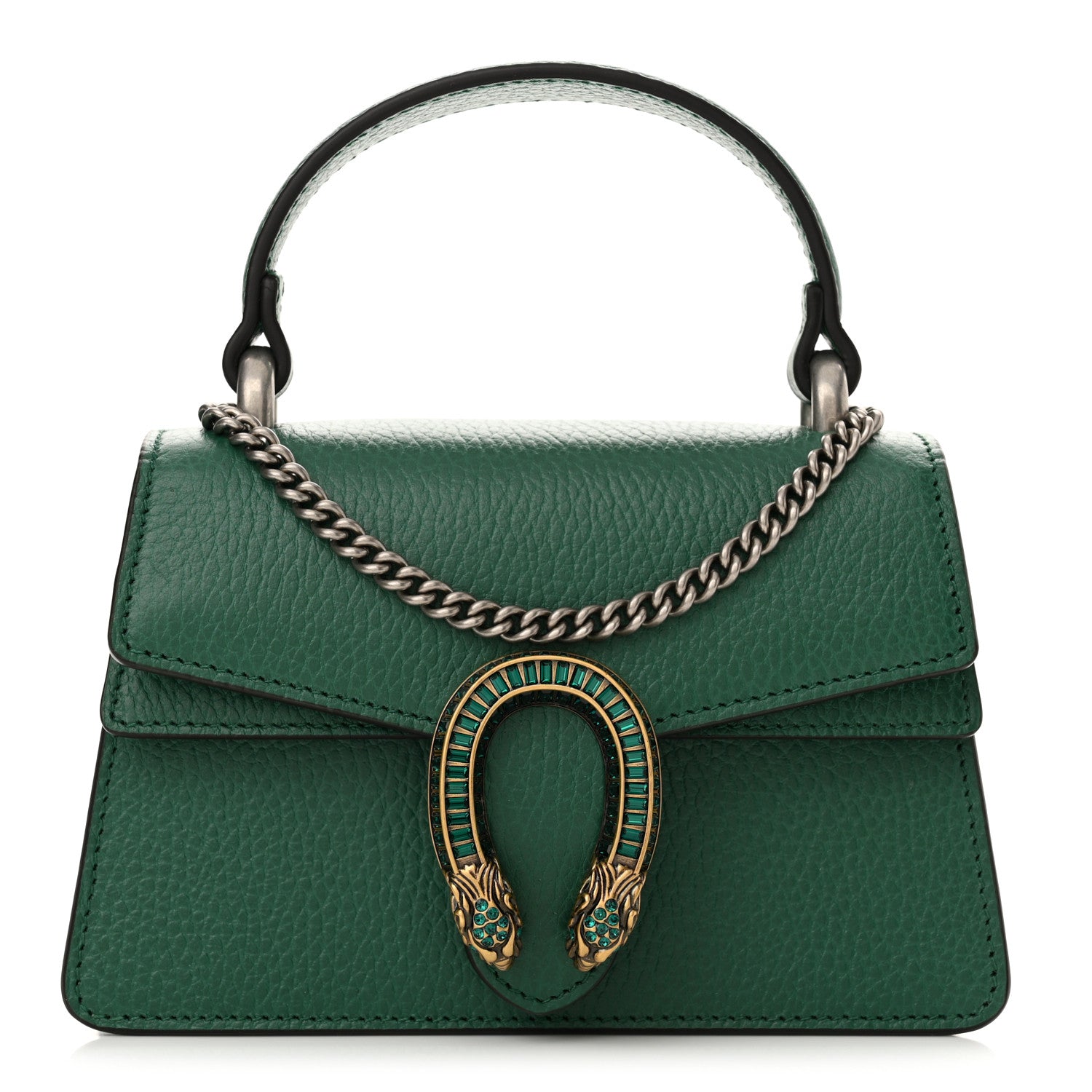 Gucci Dollar Calfskin Crystal Mini Dionysus Top Handle Bag Emerald