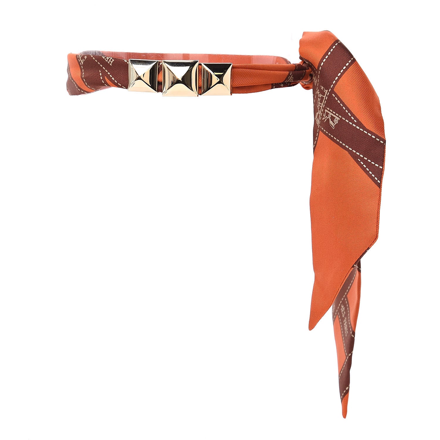 Hermes Medor Bolduc Twilly Scarf Ring Set Orange 507210 – FASHIONPHILE