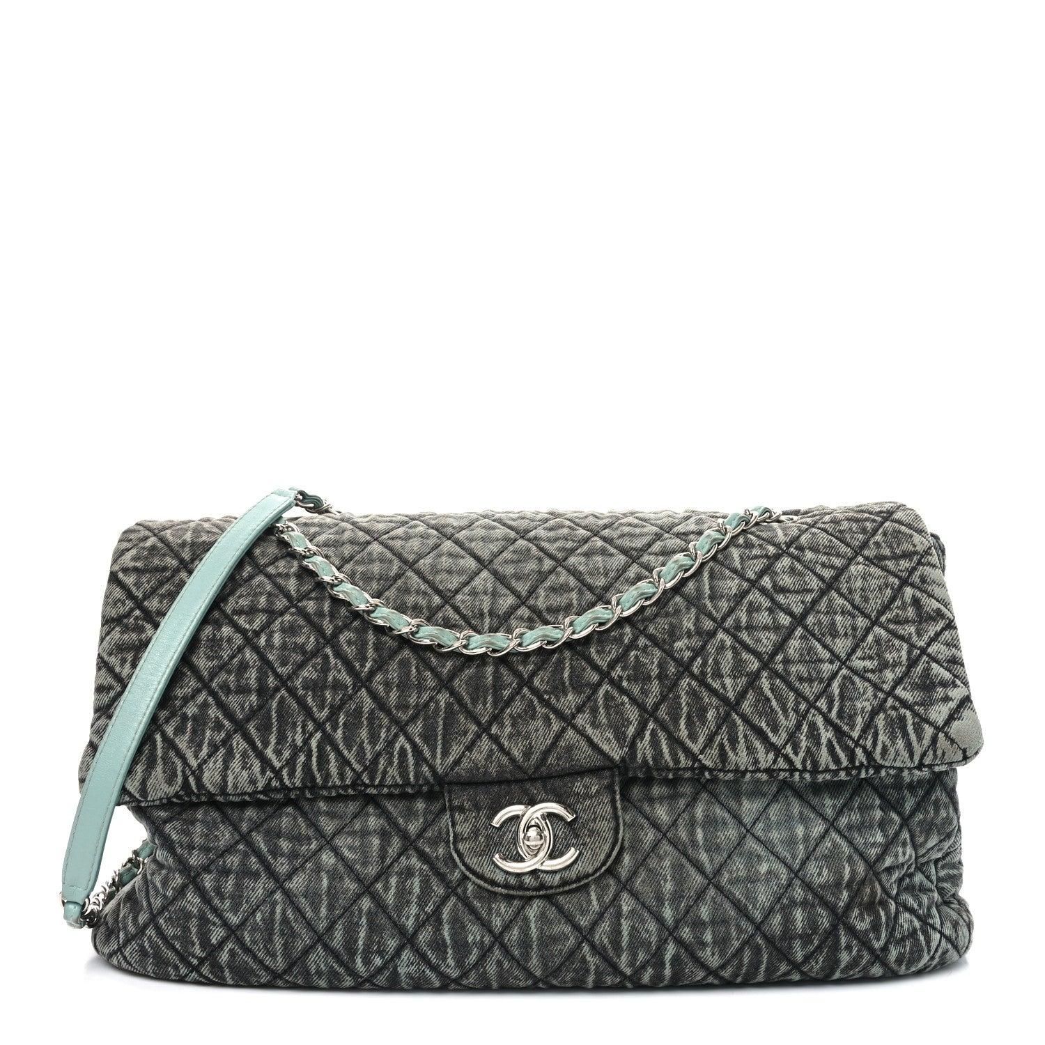 Chanel Denim Quilted Denimpression XXL Flap Blue Black 1 of 10
