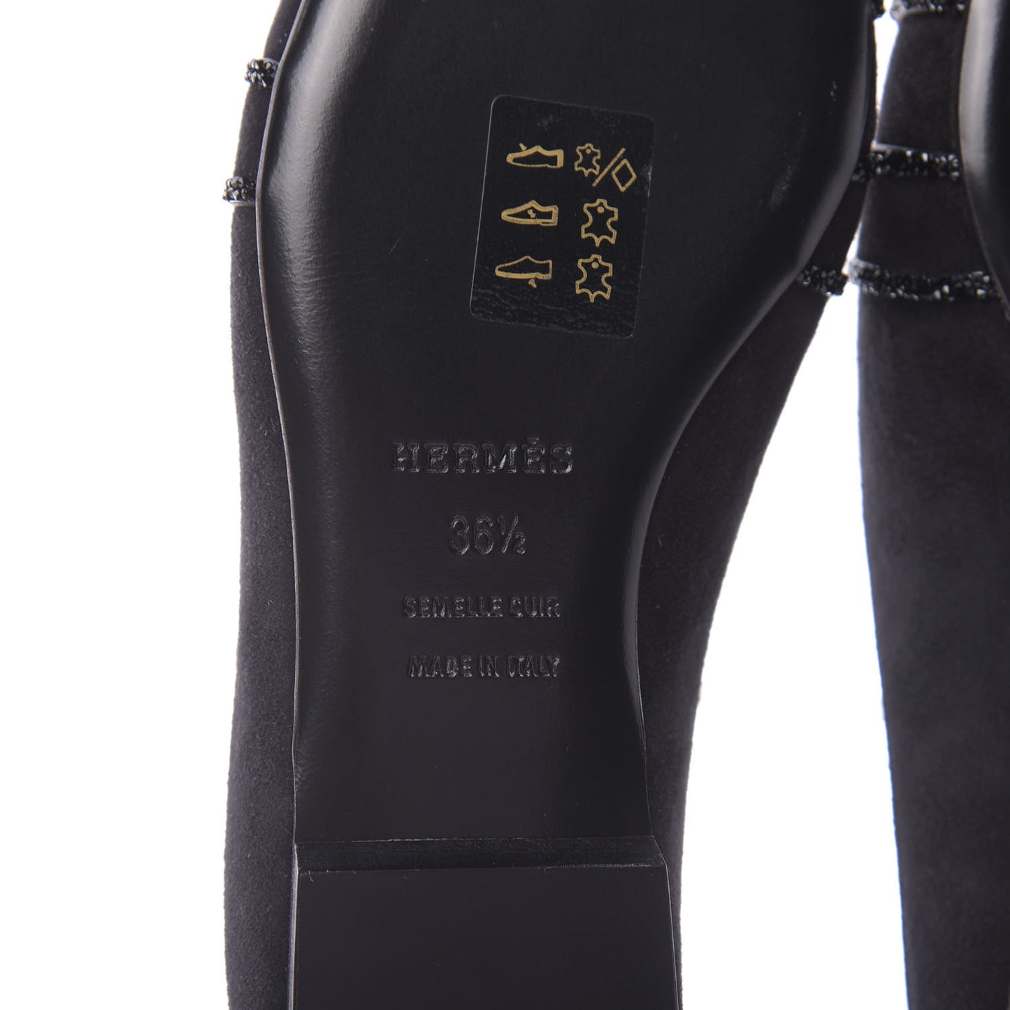 Suede Goatskin Rhinestone Roxane Mules 36.5 Black