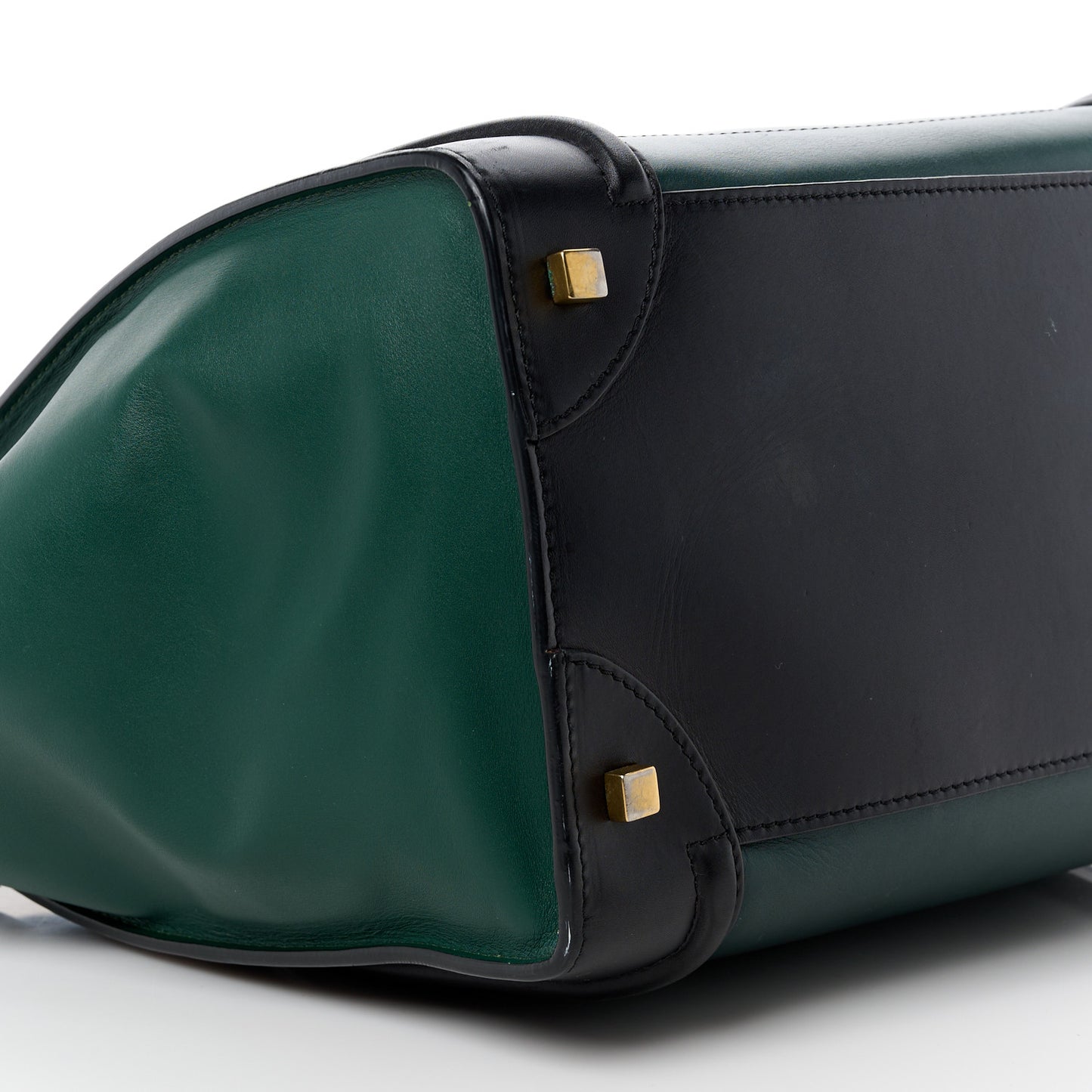 Smooth Calfskin Mini Bi-Color Luggage Forest Black