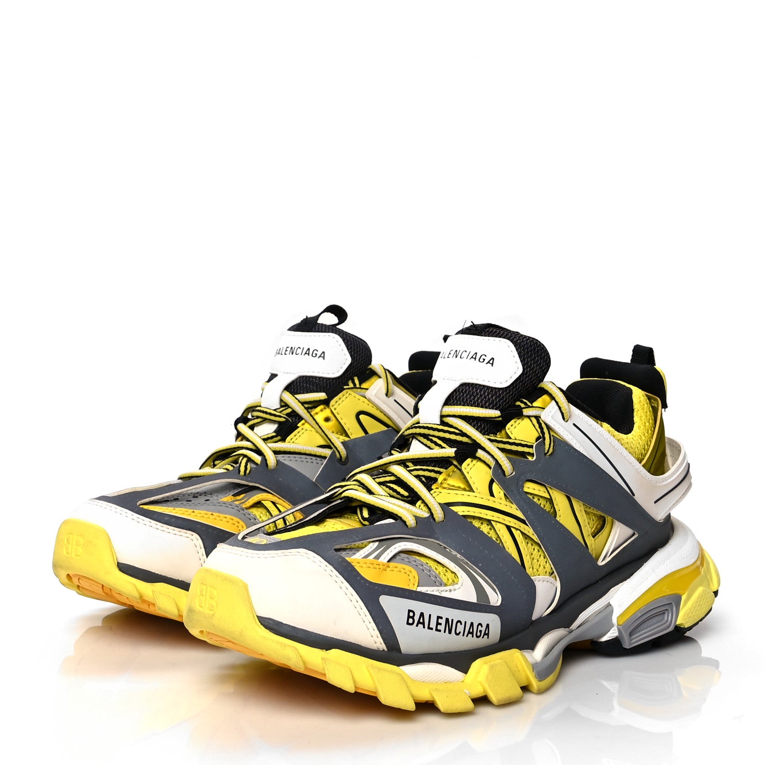 Balenciaga Mesh Nylon Mens Track Sneakers 40 Yellow Black White 3 of 7